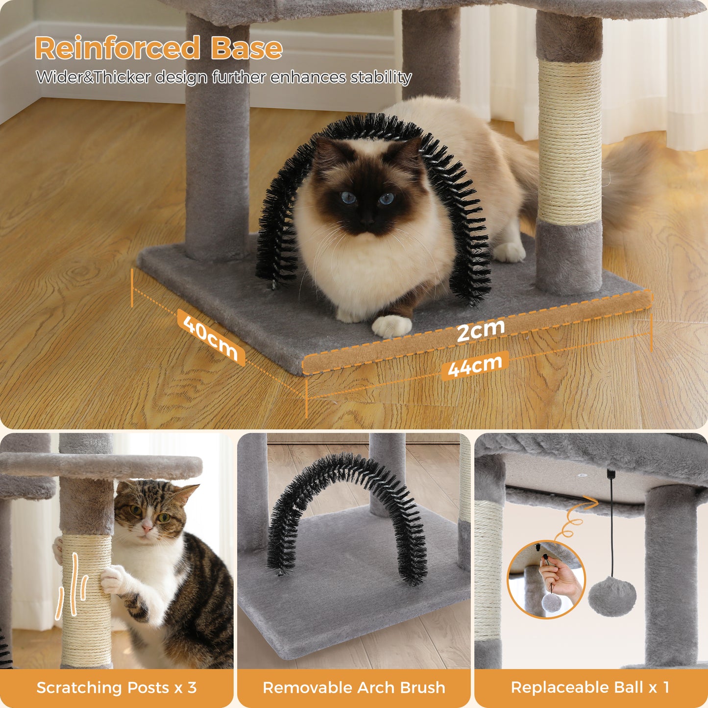 PAWZ Road 106 cm Arbre à chats avec maison de repos et perche à gratter en sisal