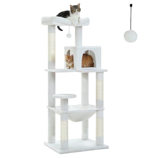 TOP DEAL | PAWZ Road Katzenbaum - Luxus-Plush-Katzenhaus + H?ngematte | Sisal-Kratzs?ule + Aussichtsplattform