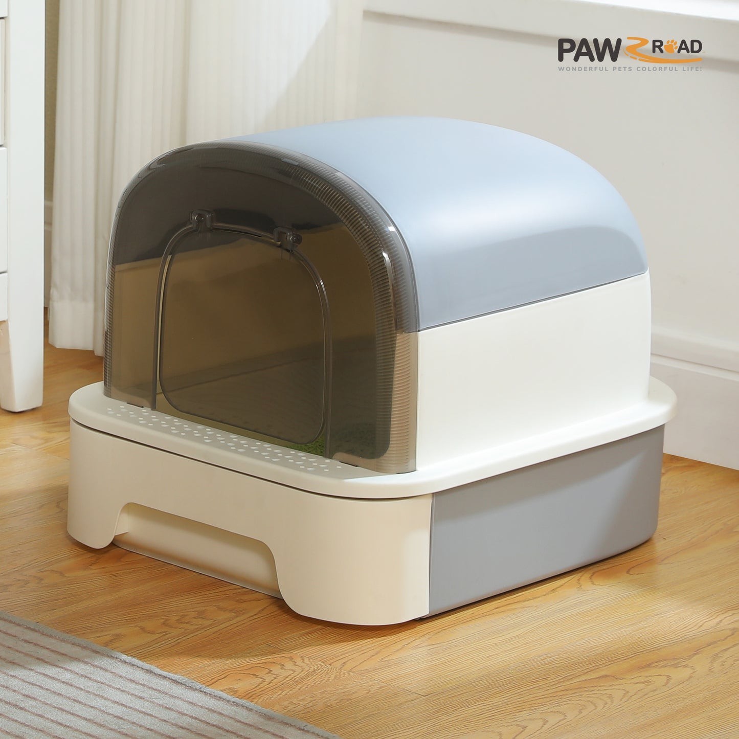 Pawz Road - Katzentoilette mit Schubladen-System Extra großer 50 cm Innenraum mit Geruchskontrolle