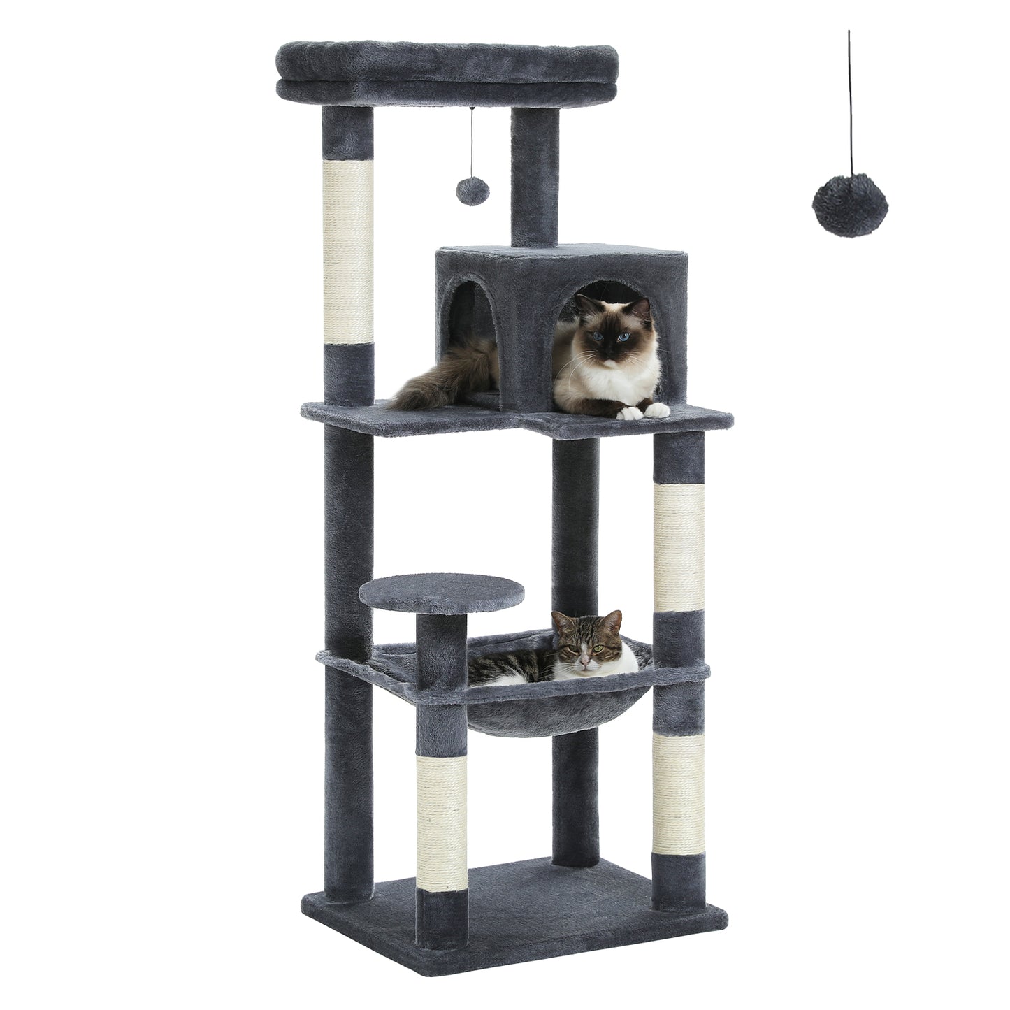 TOP DEAL | PAWZ Road Katzenbaum - Luxus-Plush-Katzenhaus + H?ngematte | Sisal-Kratzs?ule + Aussichtsplattform