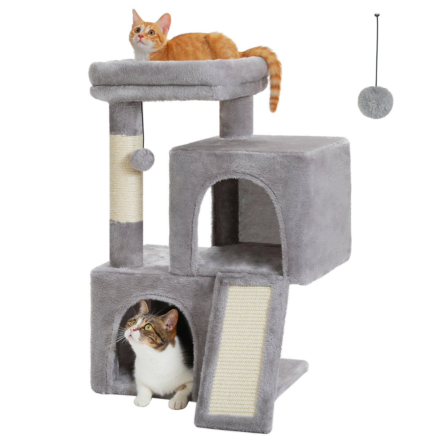 PAWZ Road Katzenbaum 76 cm | Katzenturm mit Doppel-Schlafhaus | Haushalts-Kratzbaum