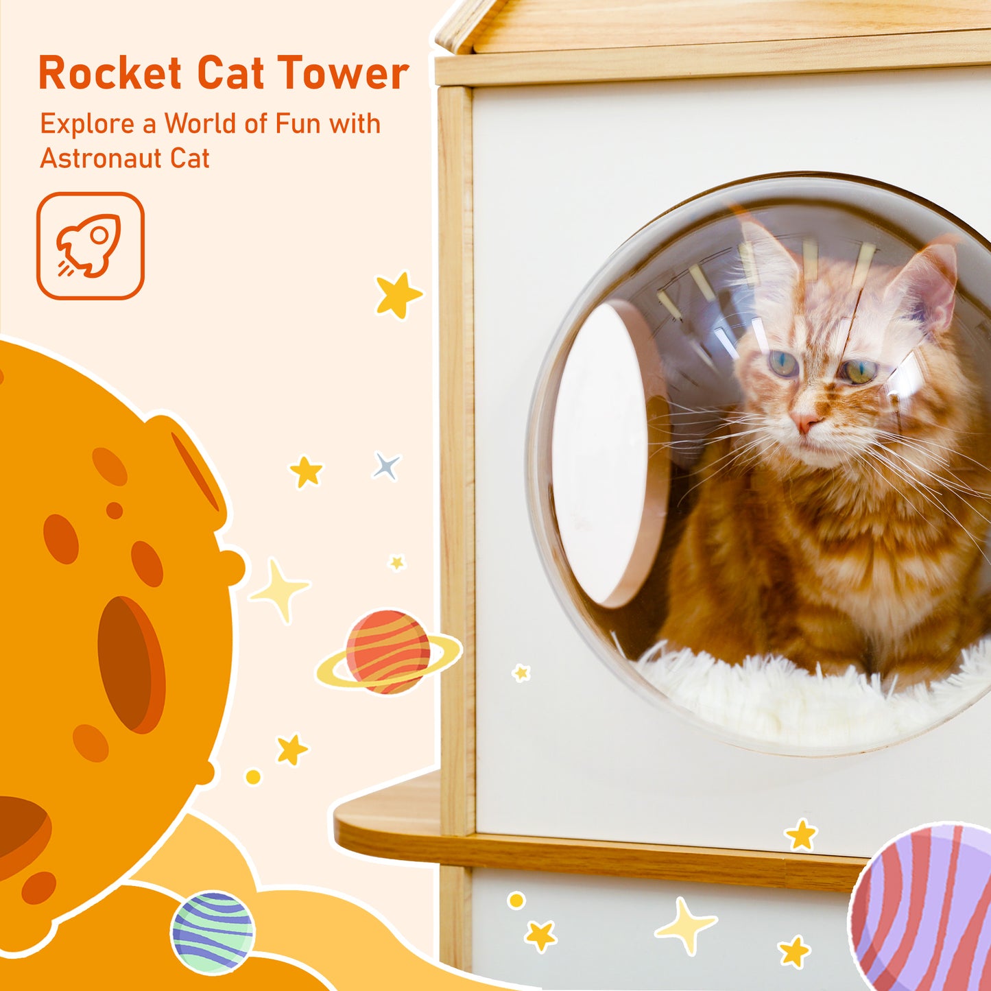 PAWZ Road Wooden Luxury Rocket Cat Tree AMT0096BG