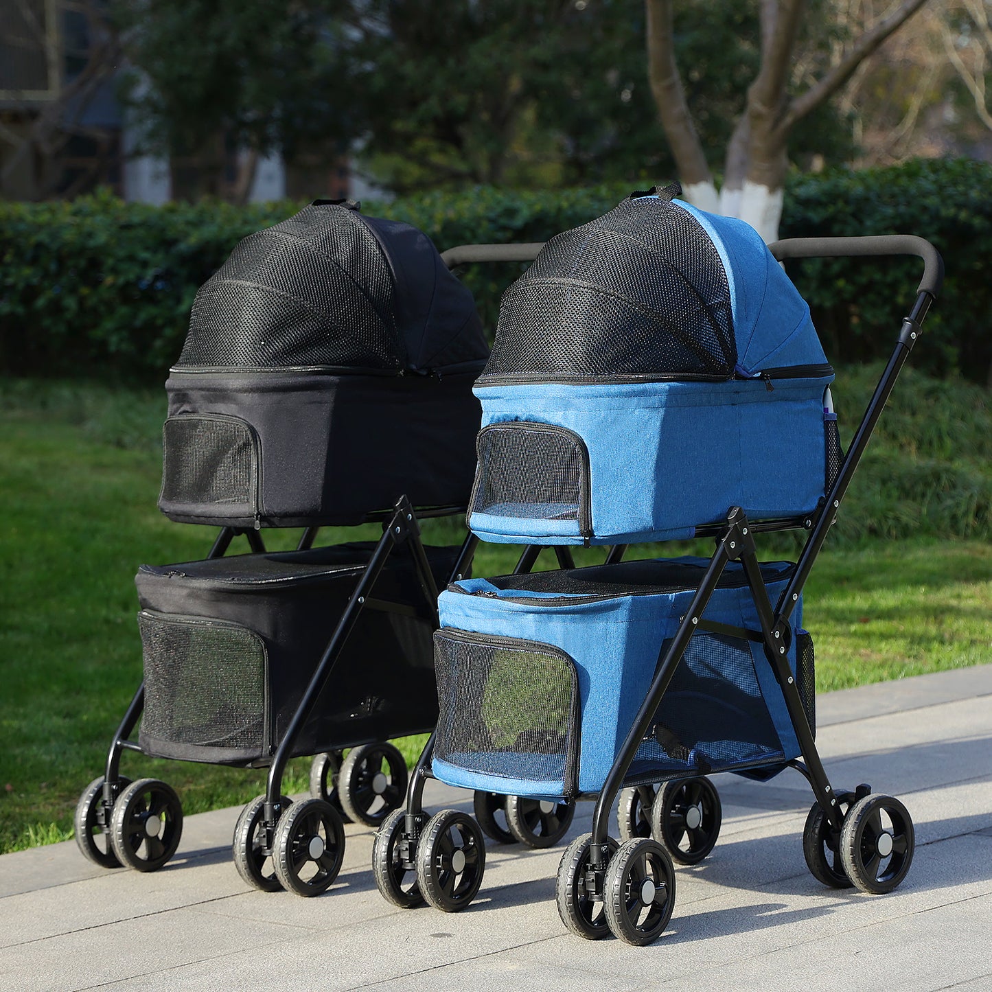 PAWZ Road Zusammenklappbarer Hundewagen - 360° Federung + 2-stufiges Belüftungsdach | Reißverschlussfreier Einstieg | Sicherheitsgurt