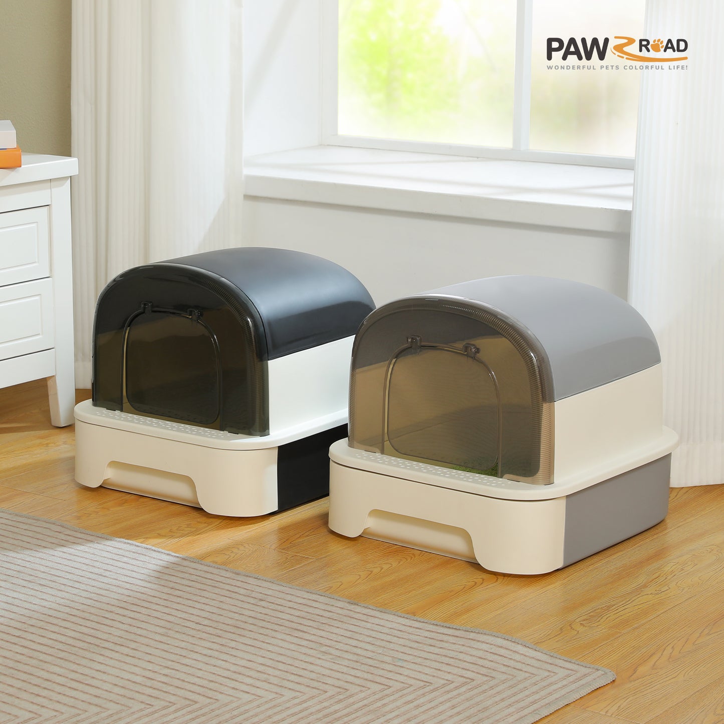 Pawz Road - Katzentoilette mit Schubladen-System Extra großer 50 cm Innenraum mit Geruchskontrolle