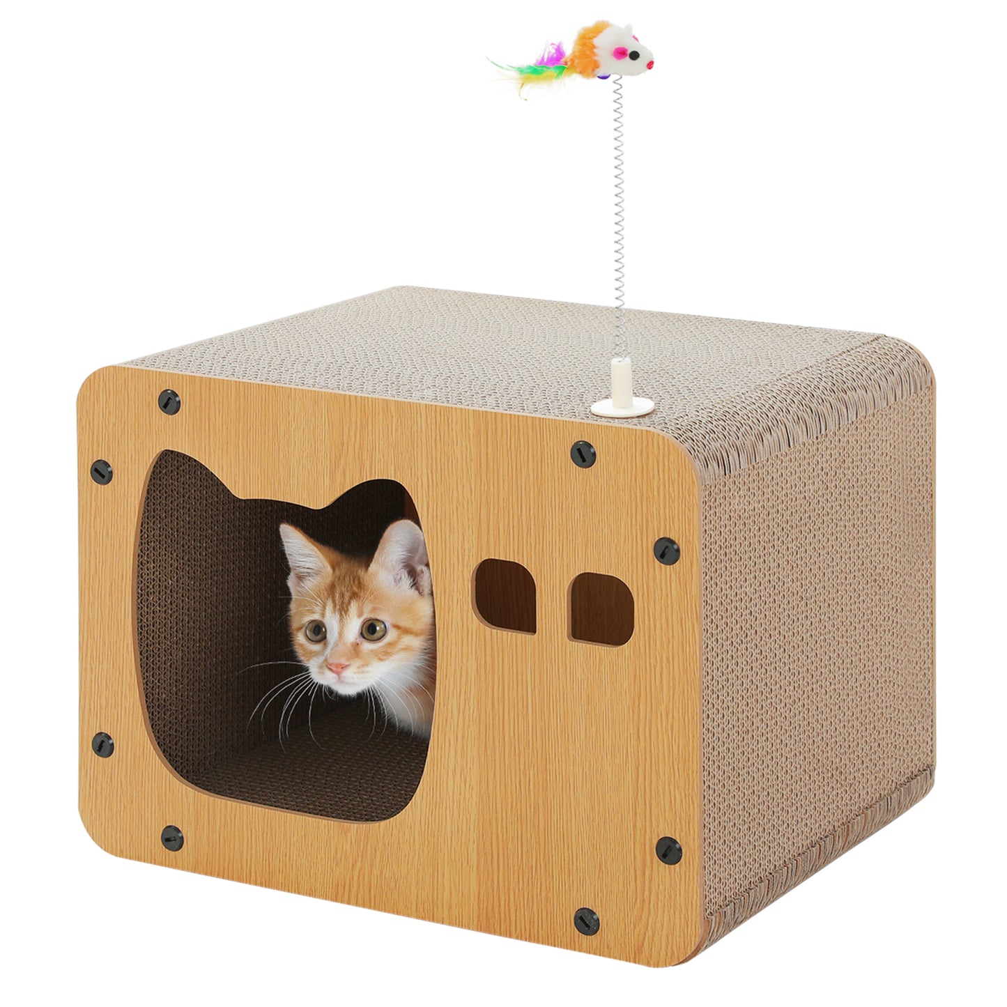 PAWZ Road 20KG Load-Bearing Extra-Strong Cat Scratching Board | 21cm Widened Column + 30cm XXL Diameter | Non-Slip Base | Corrugated Cardboard Villa Design