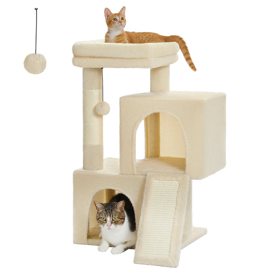 PAWZ Road Katzenbaum 76 cm | Katzenturm mit Doppel-Schlafhaus | Haushalts-Kratzbaum