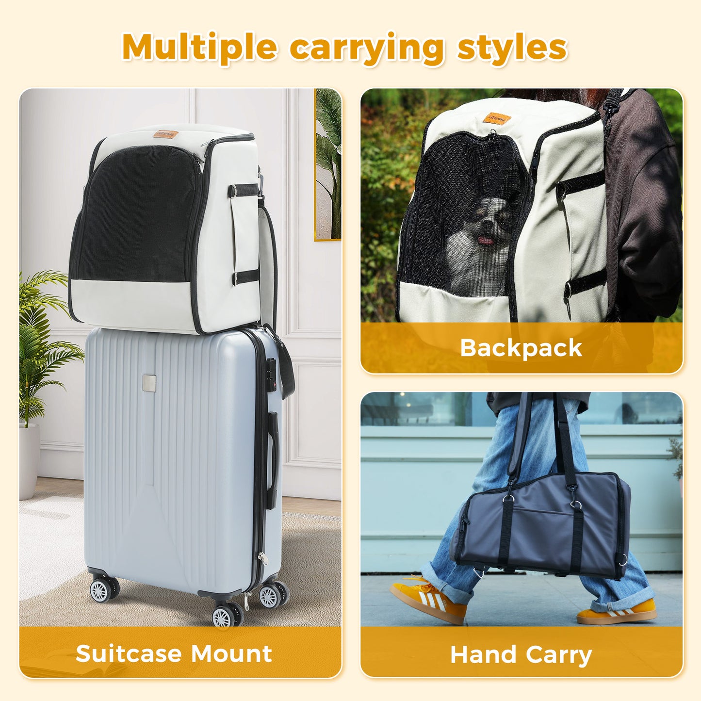 PAWZ Road "VoyagePaw" | 2-in-1 Rucksack & Handtrage | Atmungsaktiv & faltbar für Reisen