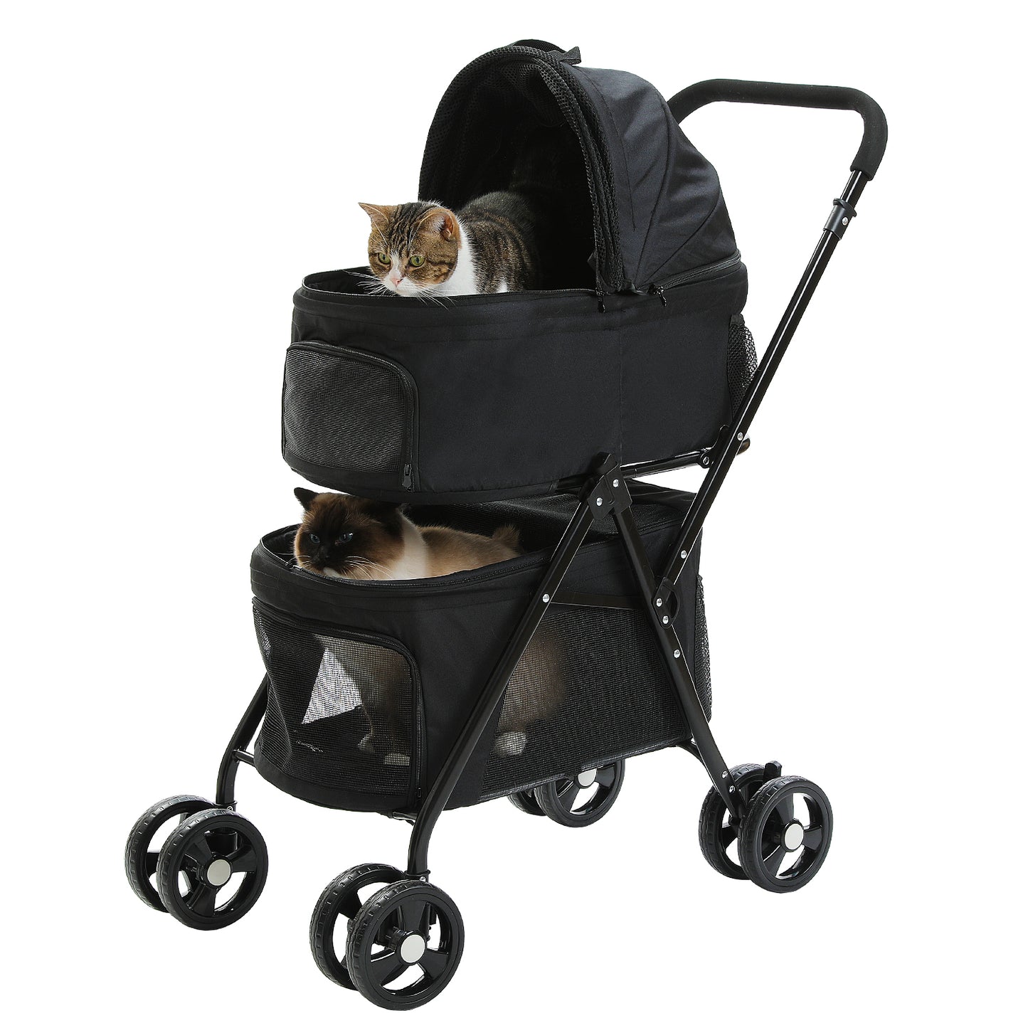 PAWZ Road Zusammenklappbarer Hundewagen - 360° Federung + 2-stufiges Belüftungsdach | Reißverschlussfreier Einstieg | Sicherheitsgurt