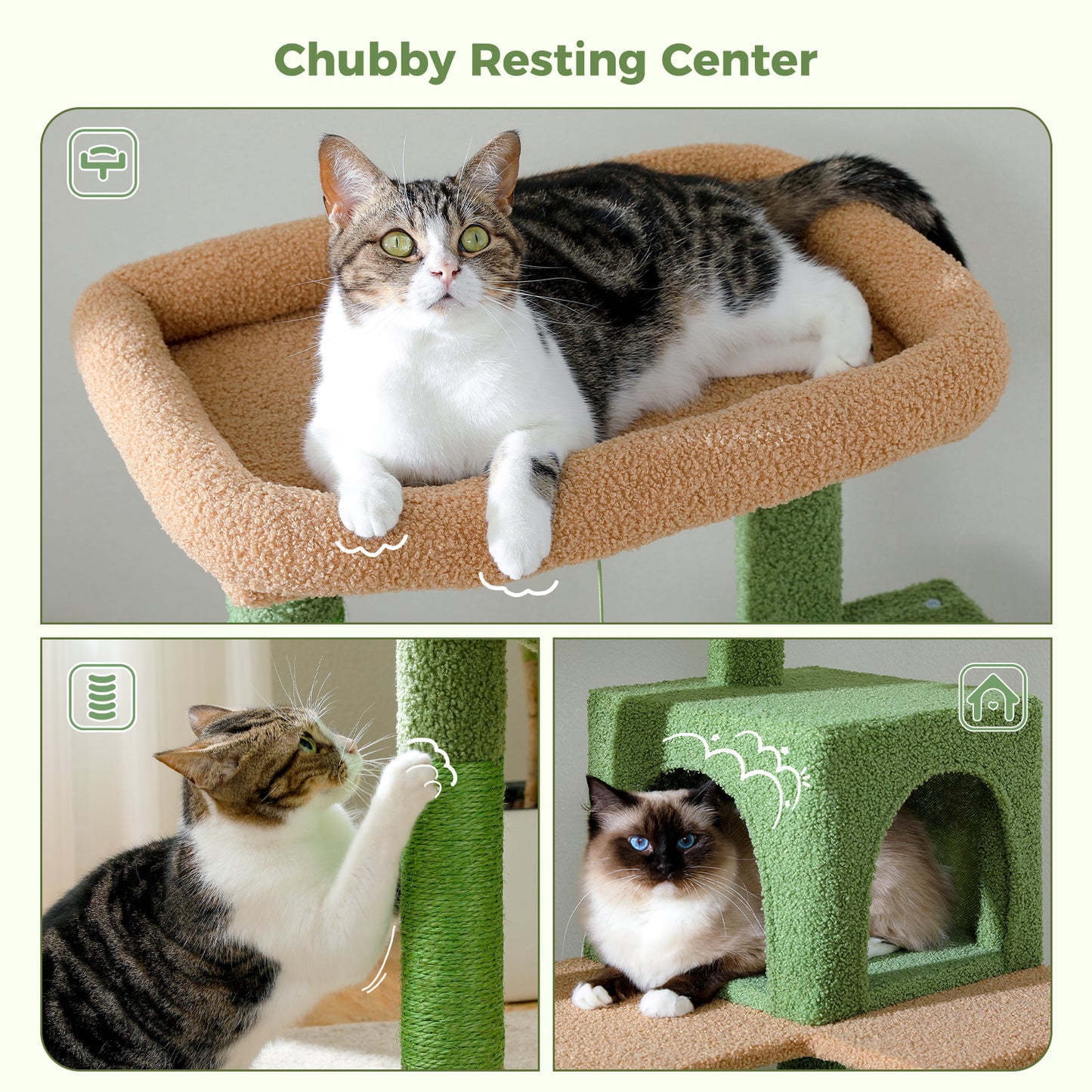 PAWZ Road Cat Tree - Luxury Plush Cat House + Hammock | Sisal Scratching Post + Viewing Platform