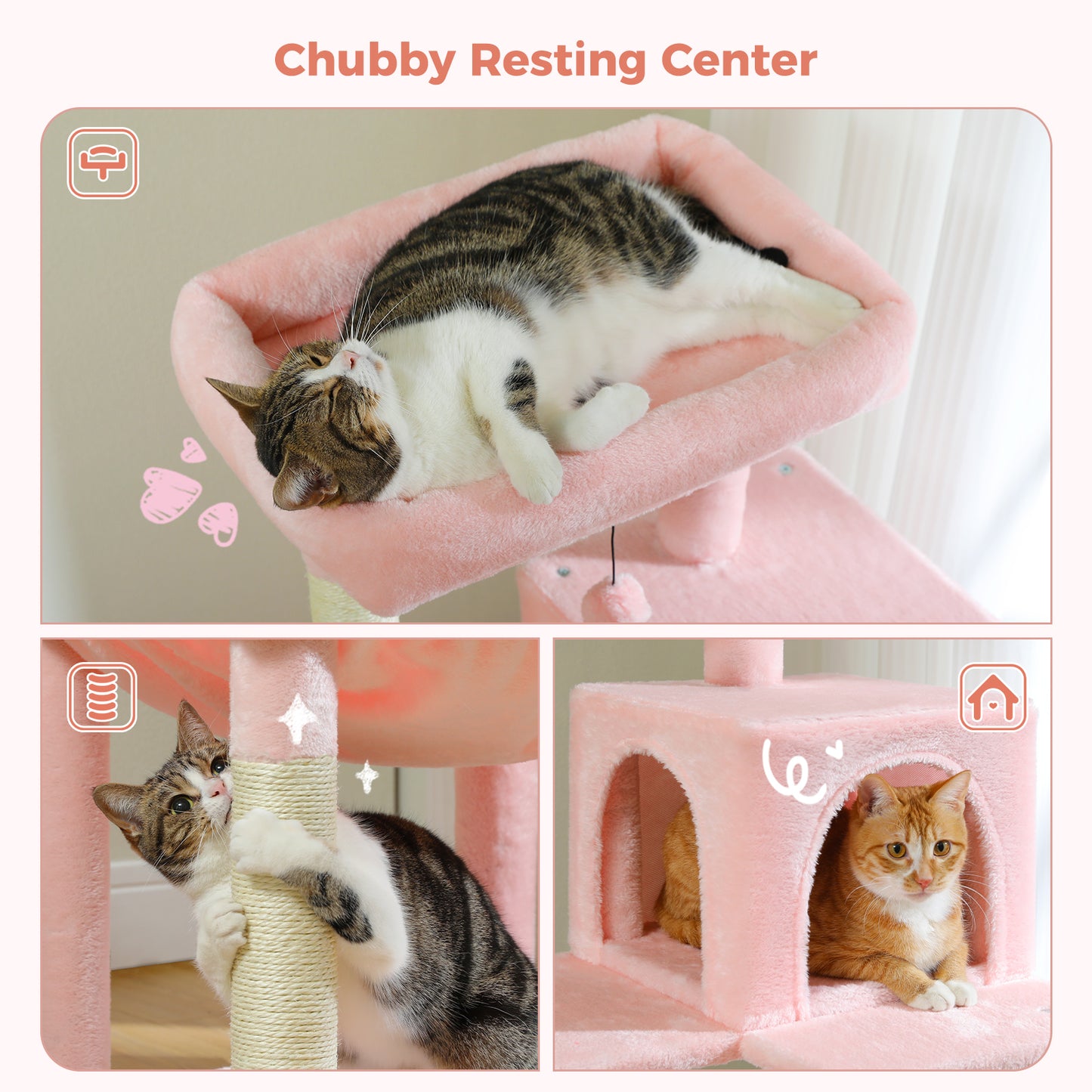 PAWZ Road Cat Tree - Luxury Plush Cat House + Hammock | Sisal Scratching Post + Viewing Platform