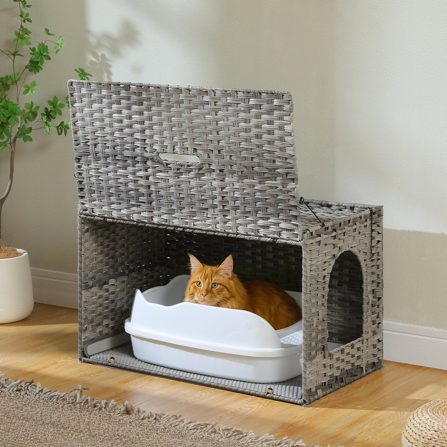 PAWZ Road Katzenklo | Designer-Möbel aus Rattan | Mit High-Entry & Anti-Streu-System