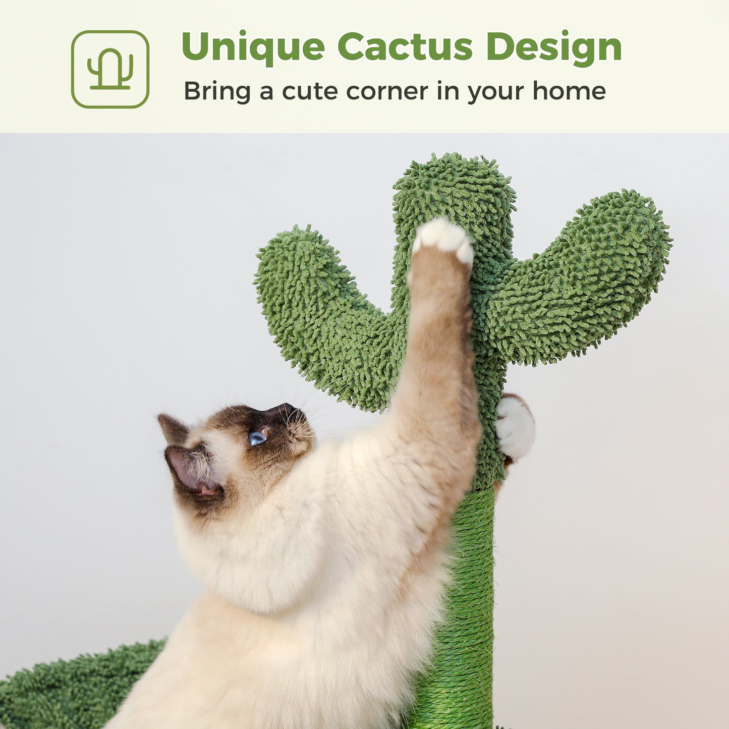 PAWZ Road Cactus Cat Tree 102 cm | With Metal Hammock & Play Ball | Sisal Scratching Posts | For Large Cats