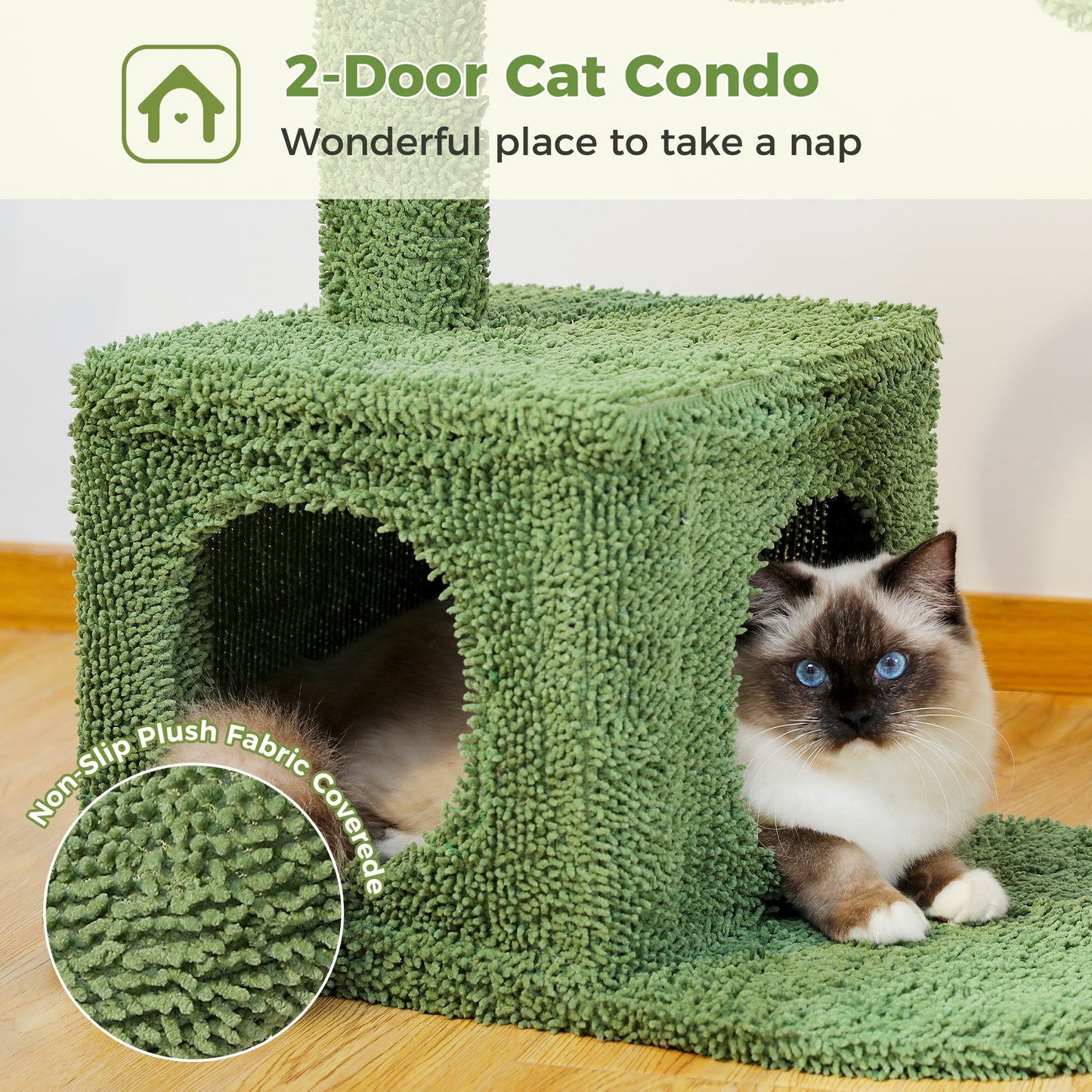 PAWZ Road Cactus Cat Tree 102 cm | With Metal Hammock & Play Ball | Sisal Scratching Posts | For Large Cats