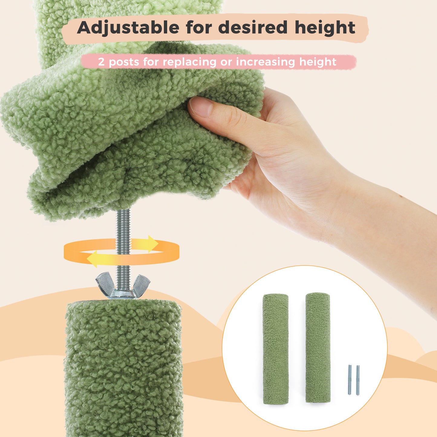 PAWZ Road 216-285cm Cactus Floor-to-Ceiling Cat Tree (Green)
