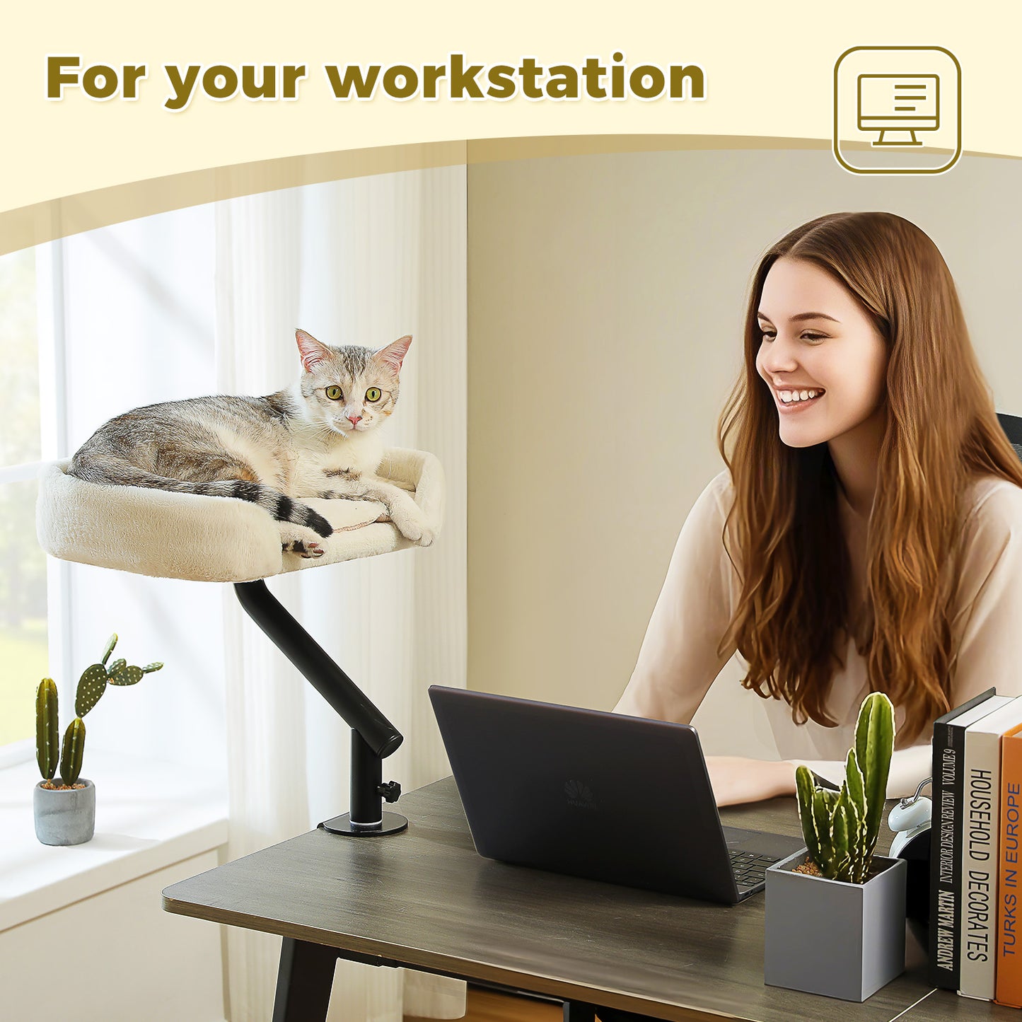 Cuccia per gatti PAWZ Road Desk | Supporta fino a 23 kg | Ruotabile a 360° e regolabile in altezza | Amaca da tavolo per gatti con funzione nido