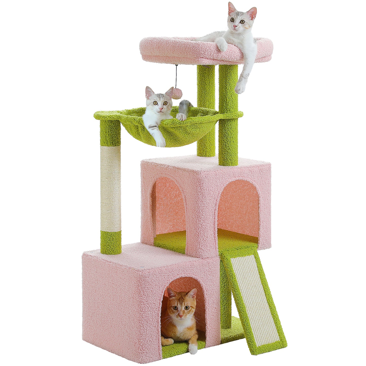 PAWZ Road Premium-Kratzbaum 104 cm Katzenturm mit Luxus-Ausstattung für anspruchsvolle Wohnungskatzen