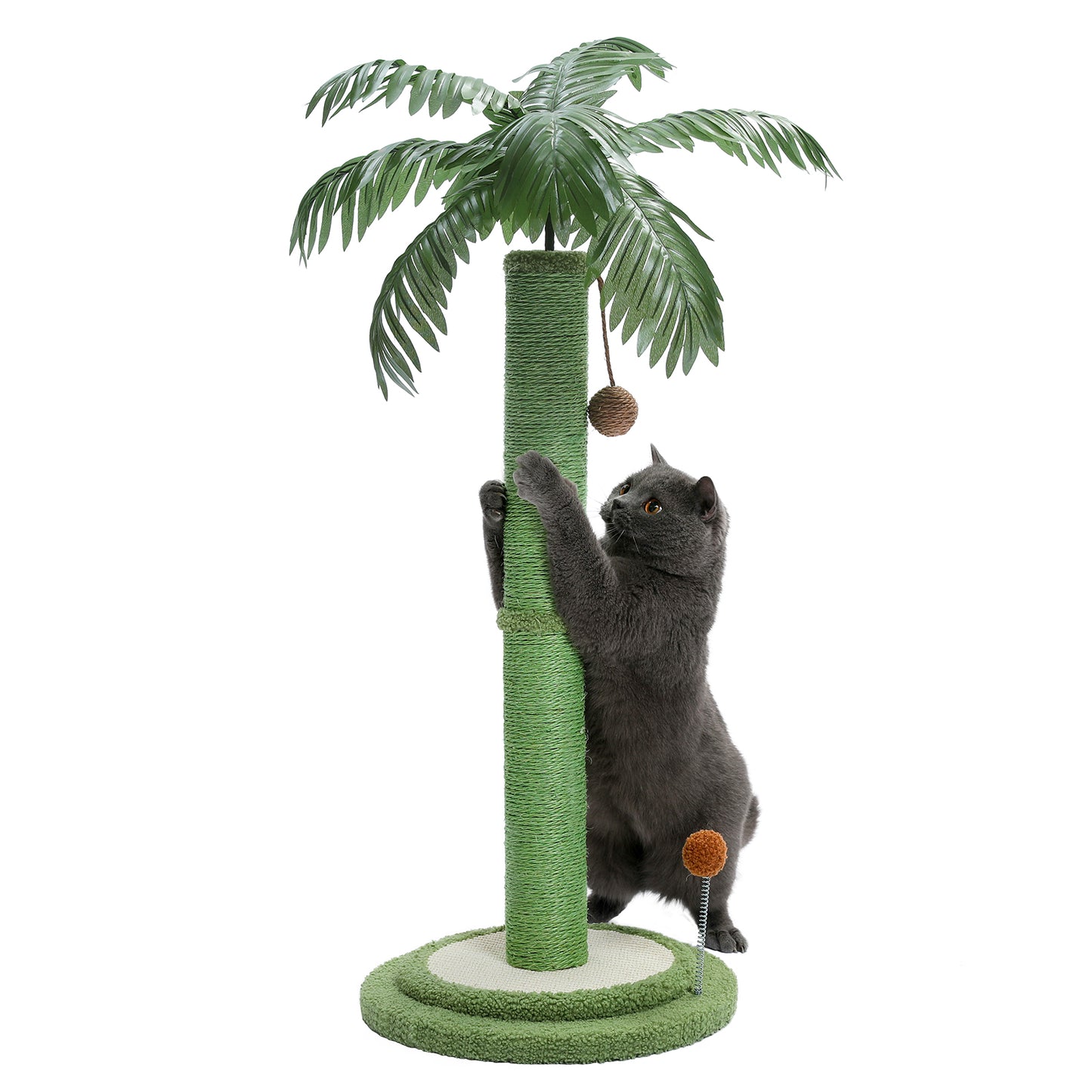 PAWZ Road Árbol para Gatos, 33 pulgadas (84 cm) de altura | Adecuado para gatos grandes | Con pelotas de juego interactivas | Poste rascador cubierto de 100% sisal