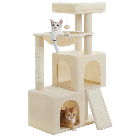 PAWZ Road Gran rascador | Torre de gatos de 104 cm de varios niveles | Con 2 casas de dormir espaciosas | Especialmente para gatos de apartamento