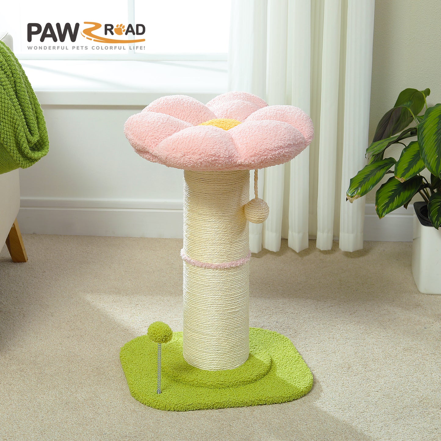 PAWZ Road 60cm Columnas de Rascado de Flores (Rosa/Verde)