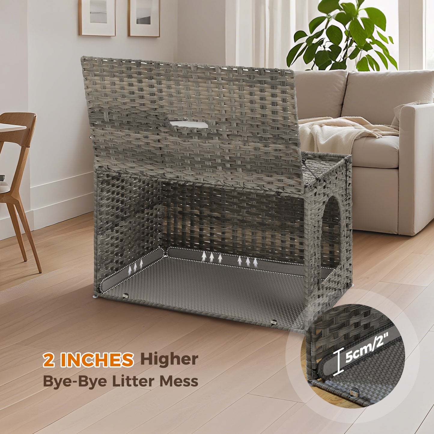 PAWZ Road Katzenklo | Designer-Möbel aus Rattan | Mit High-Entry & Anti-Streu-System