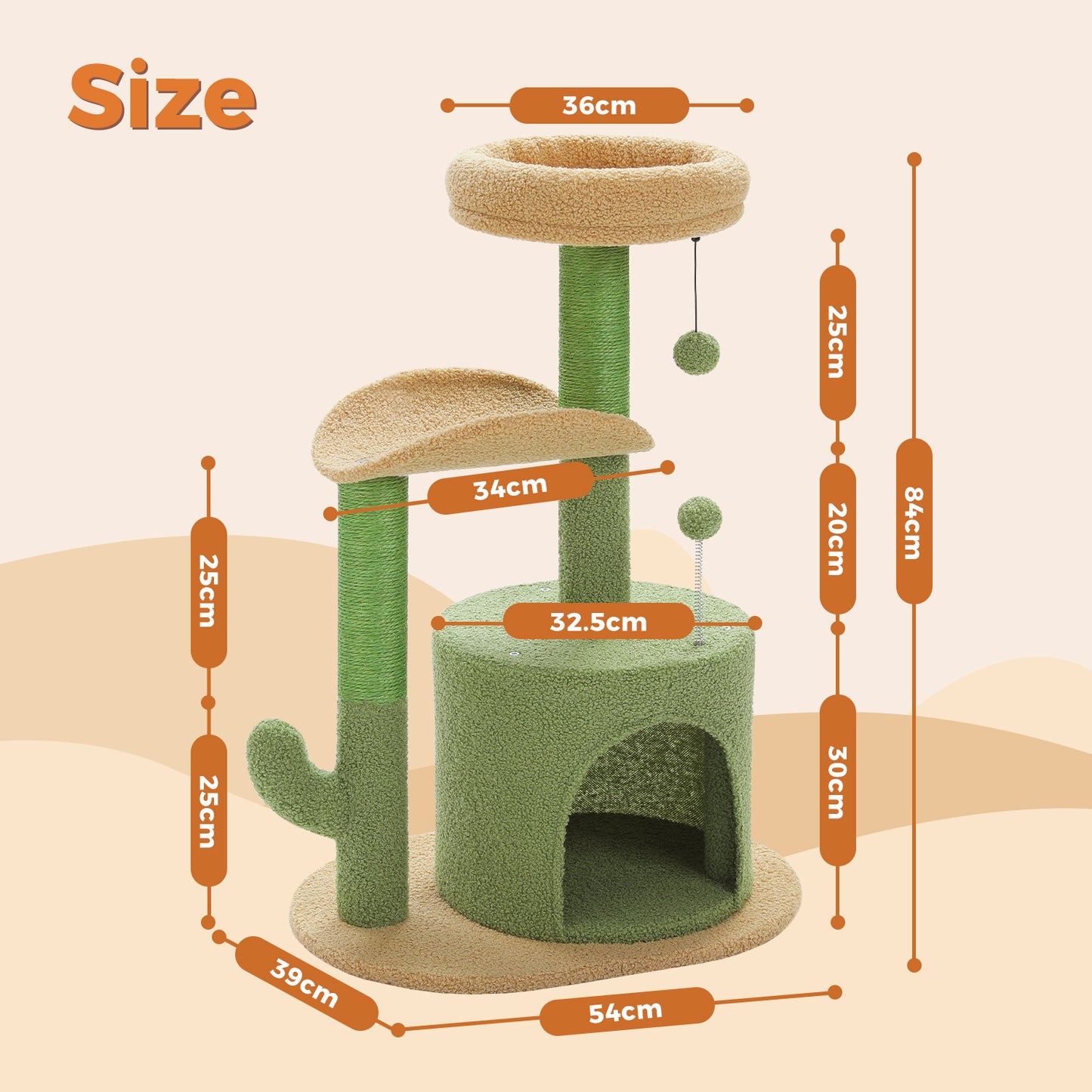 PAWZ Road Cat Tree – 81 cm purple flower cat tree | Sisal scratching posts | Cozy cat house | Cuddly platforms | Fluffy play balls