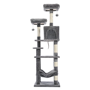 PAWZ Road Kratzbaum 90 cm | Sisal-Pfosten · Hängematte · Kippschutz Grau Premium Edition - Für modernes Wohnesign