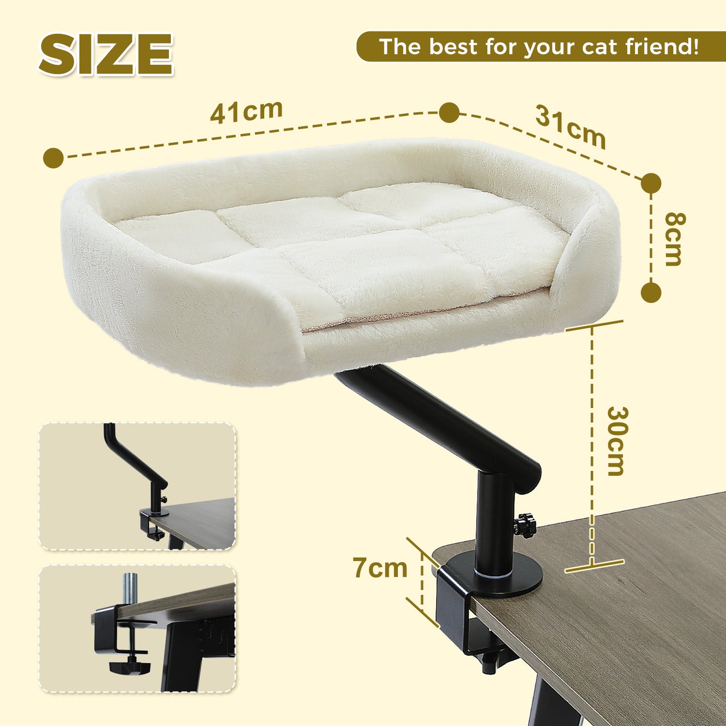 Cuccia per gatti PAWZ Road Desk | Supporta fino a 23 kg | Ruotabile a 360° e regolabile in altezza | Amaca da tavolo per gatti con funzione nido