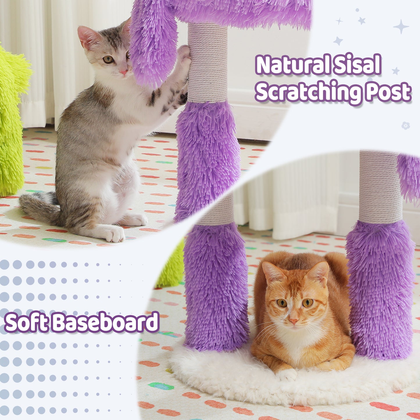 PAWZ Road Purple Monster Cat Tree | 2-in-1 Cat Tower | with XXL Sleeping Cave | Sisal Posts & Play Tunnel