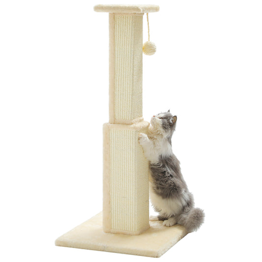 PAWZ Road Große Kratzsäule für Katzen – 81 cm hoher Kratzpfosten mit Sisal | breiter Standfläche & abnehmbarem Spielball
