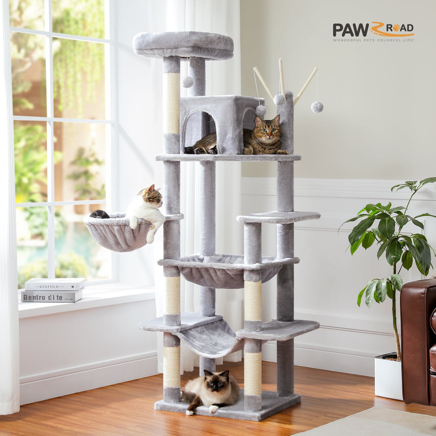 Torre per gatti PAWZ Road Premium da 180 cm | Per gatti di grandi dimensioni da interno
