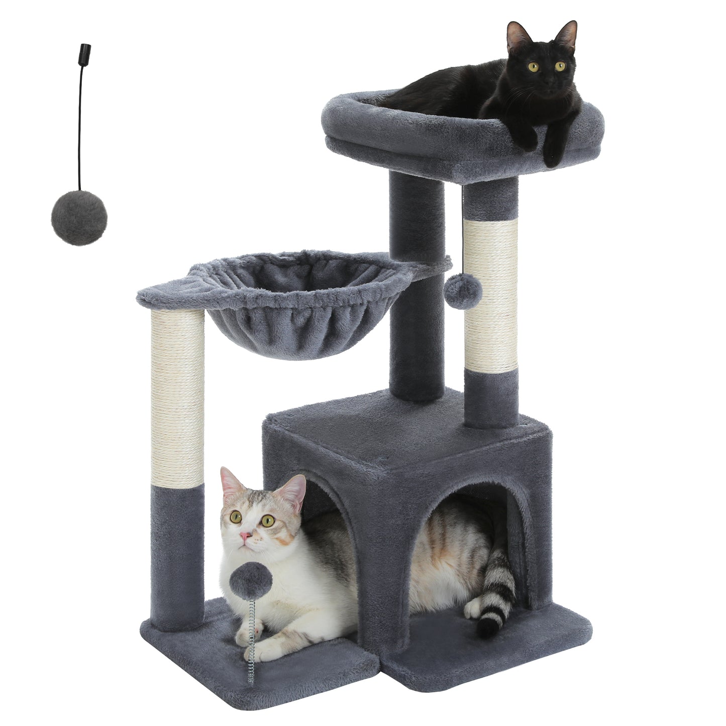 PAWZ Road – Paradiso di arrampicata multilivello per gatti | 106 cm | Robusti tiragraffi in sisal | Piattaforme stabili a più livelli