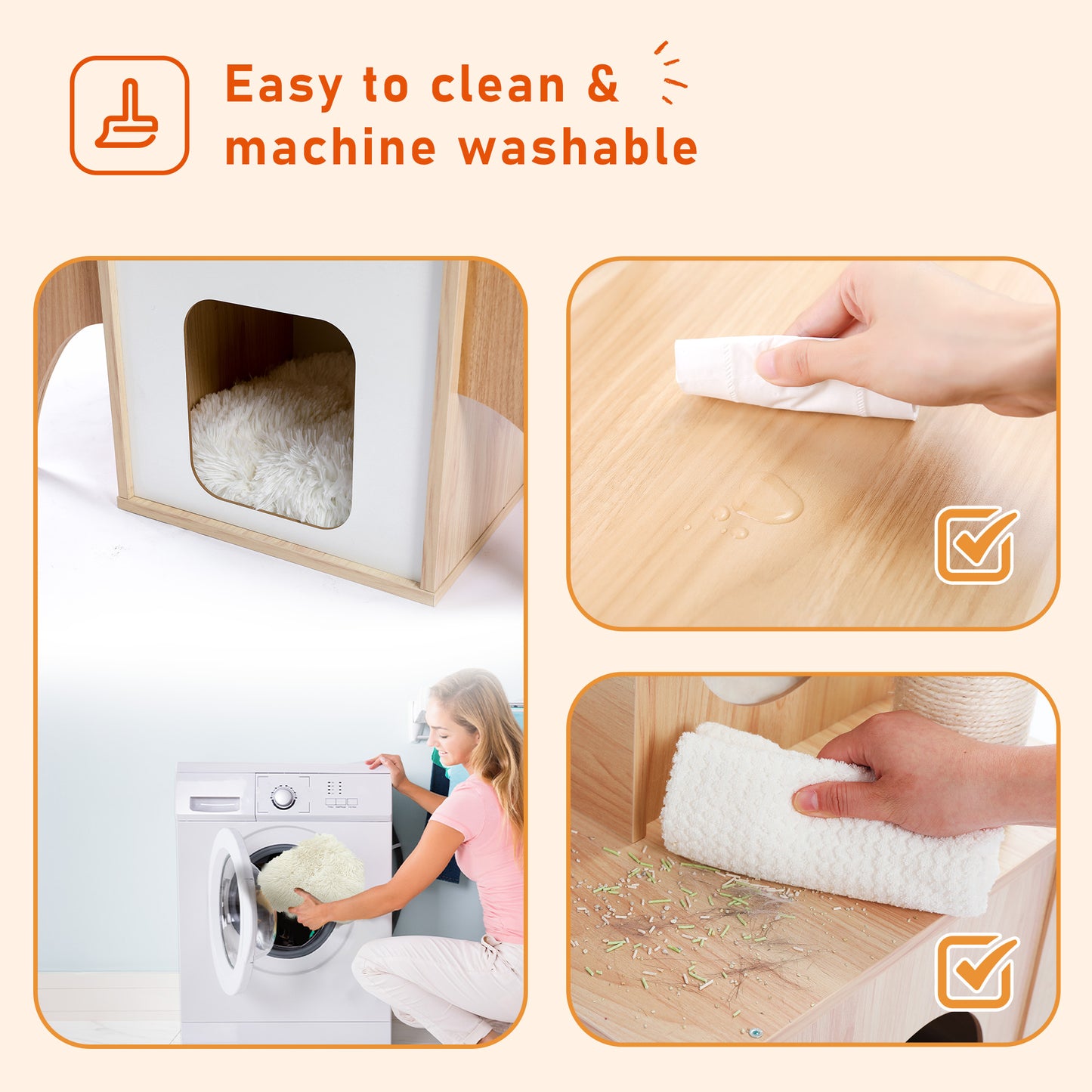 PEQULTI - Rocket Cat Tree with 360° Panorama + 4 Sleeping Caves|Removable Scratching Surface|Space-Saving Design