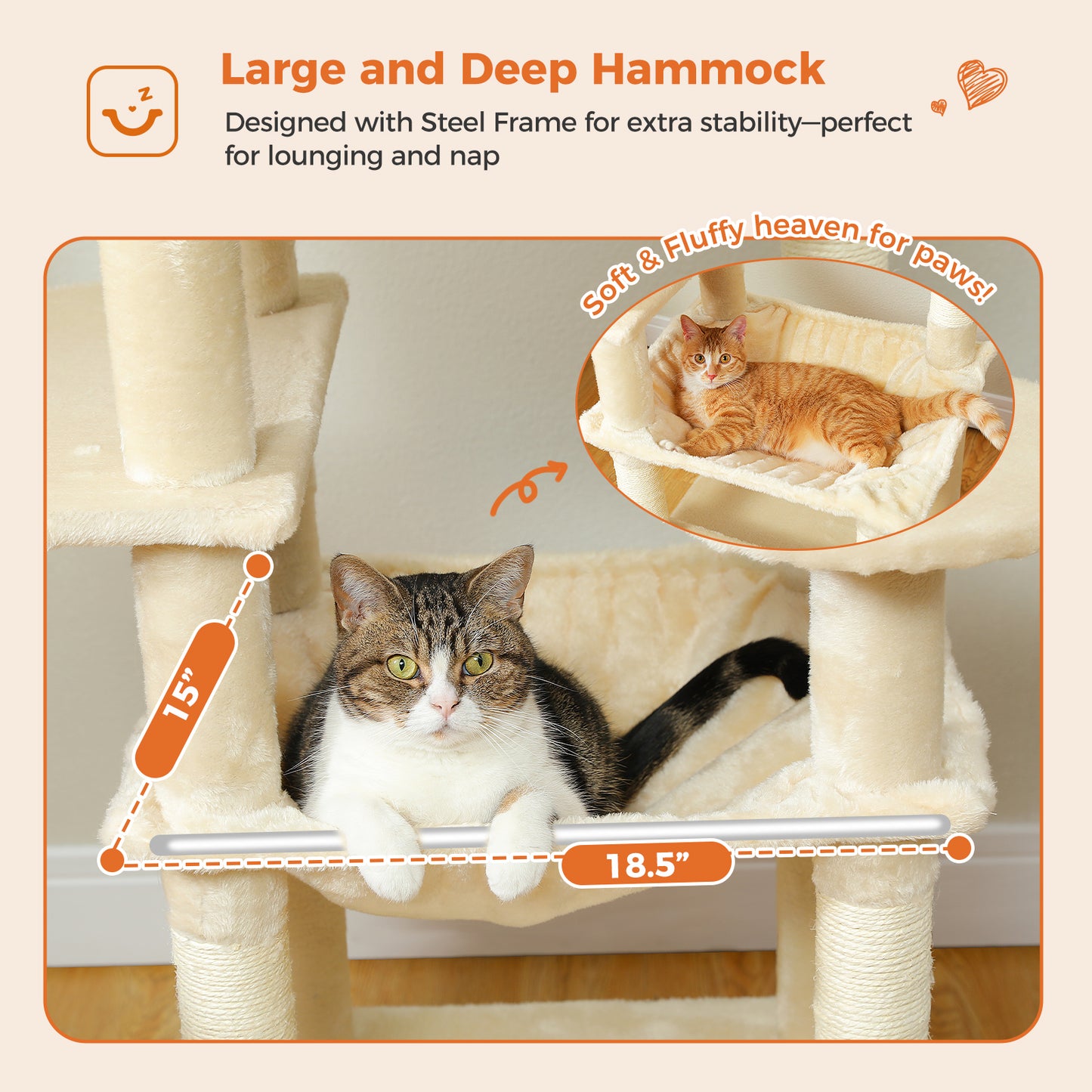 PAWZ Road Premium-Rascador | Árbol para gatos con hamaca XXL | Altura total 136 cm | Ideal para hogares con múltiples gatos
