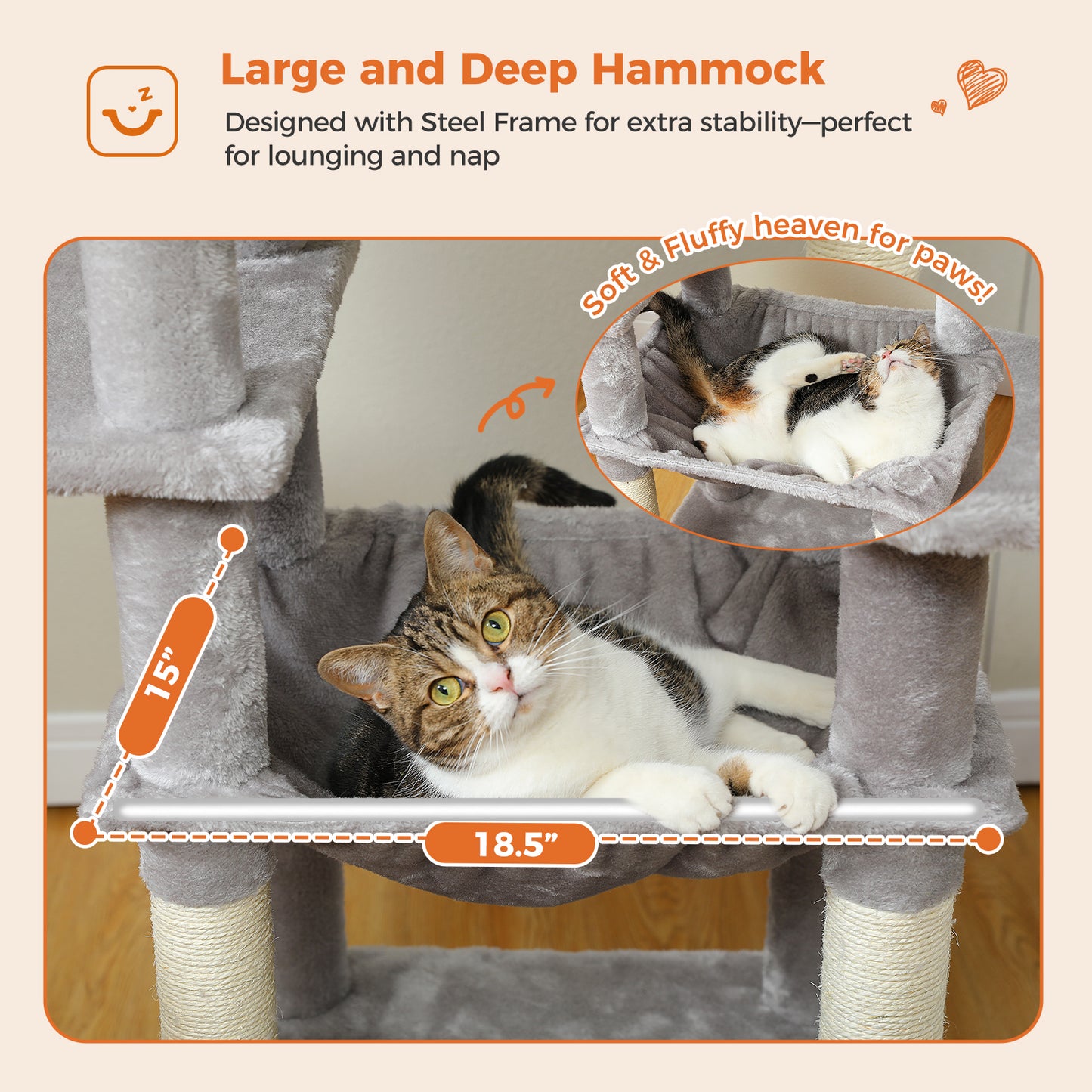 PAWZ Road Premium-Rascador | Árbol para gatos con hamaca XXL | Altura total 136 cm | Ideal para hogares con múltiples gatos