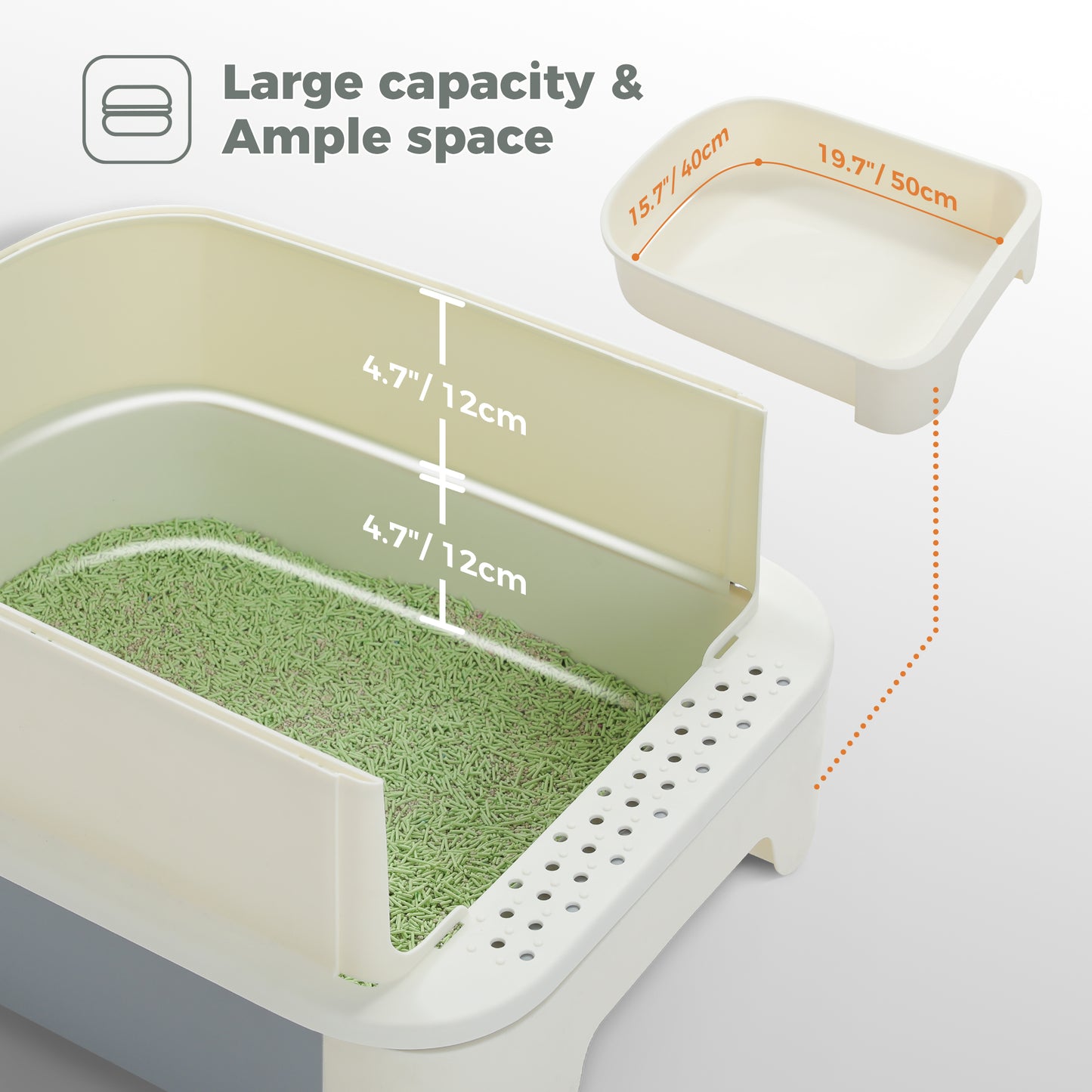 Pawz Road - Katzentoilette mit Schubladen-System Extra großer 50 cm Innenraum mit Geruchskontrolle