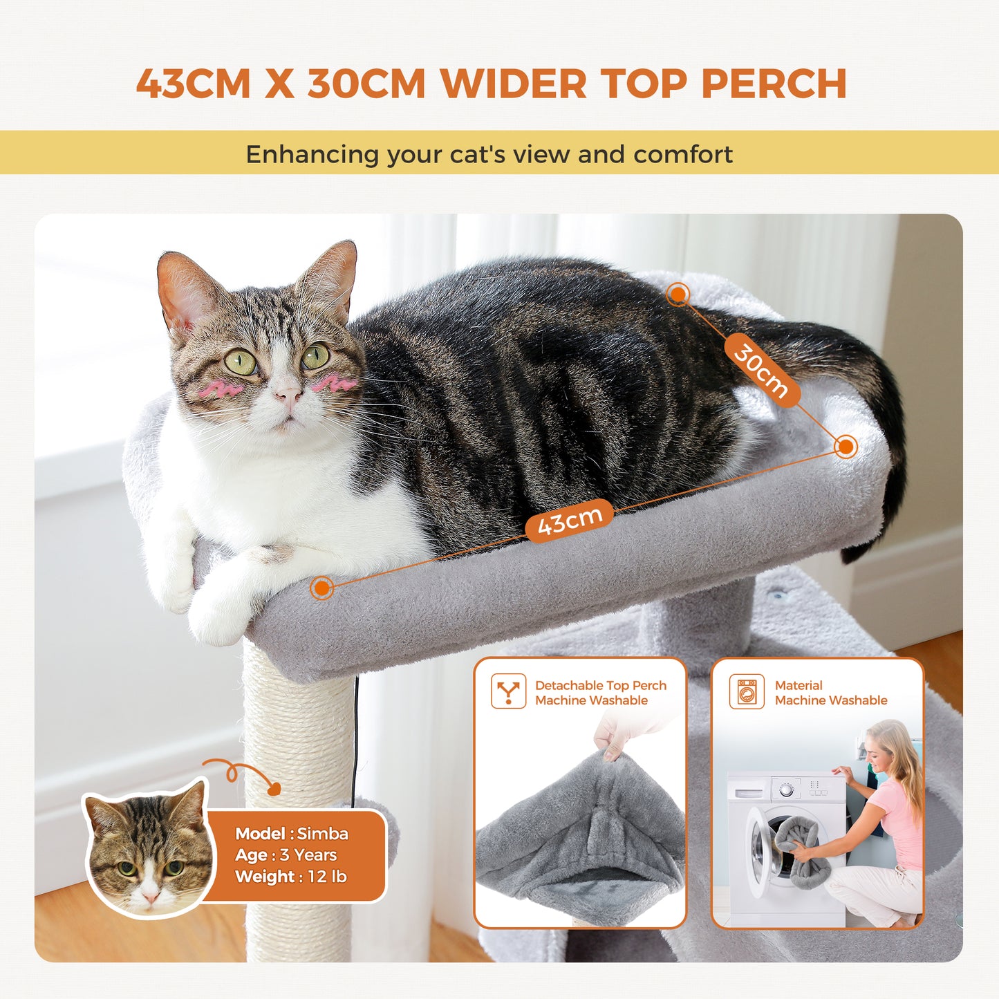 Albero per gatti PAWZ Road da 80 cm – con 2 cucce | tiragraffi in sisal a più livelli | area di riposo imbottita | inclusi 2 giocattoli