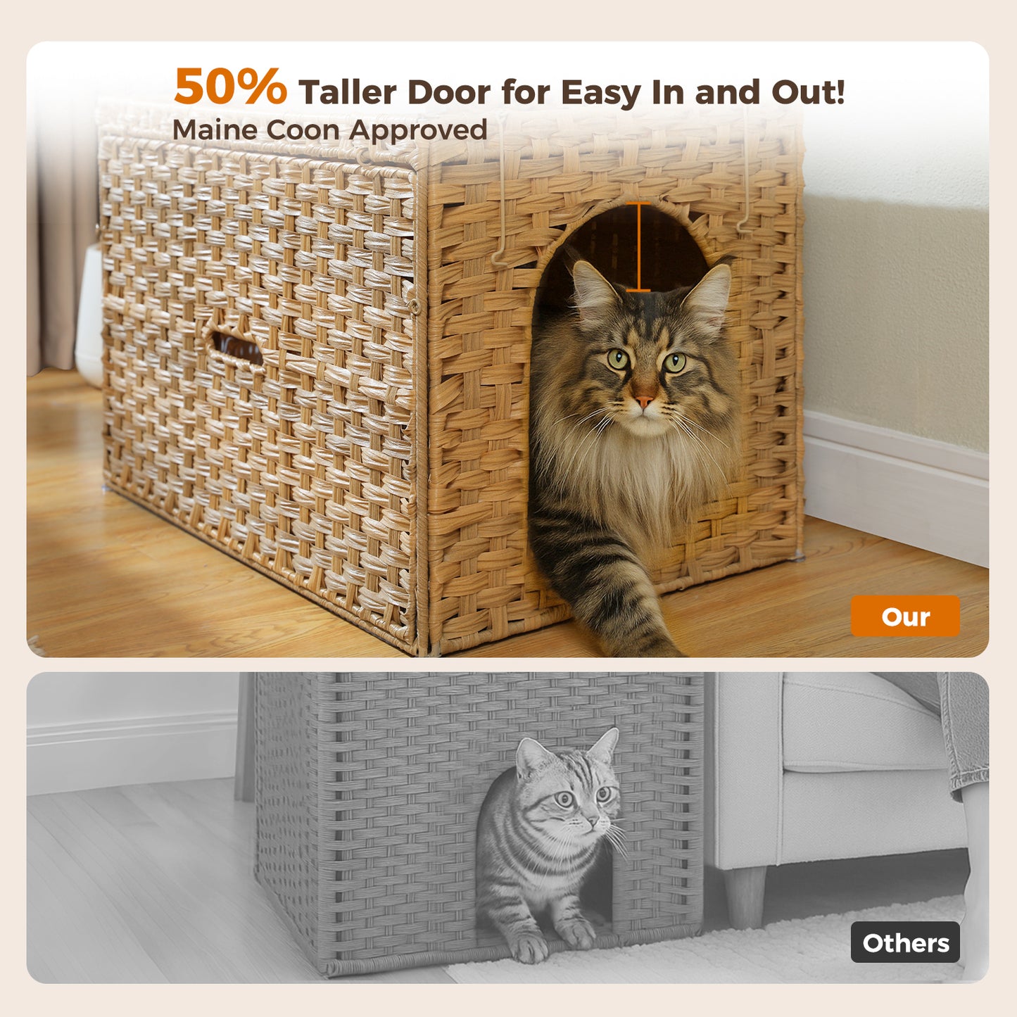 PAWZ Road Katzenklo | Designer-Möbel aus Rattan | Mit High-Entry & Anti-Streu-System