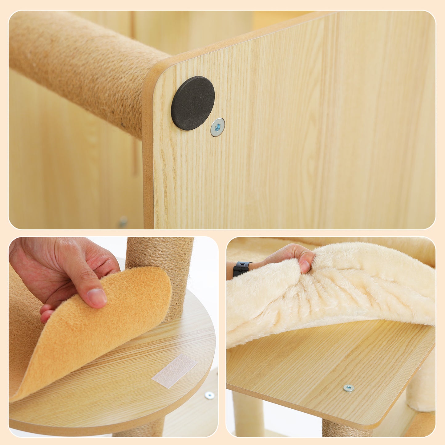 PAWZ Road Großer Katzenbaum 180 cm – Holz-Kratzturm mit Acryl-Kugelnestern | Kratzsäulen & XL-Schlafplattform für große Katzen