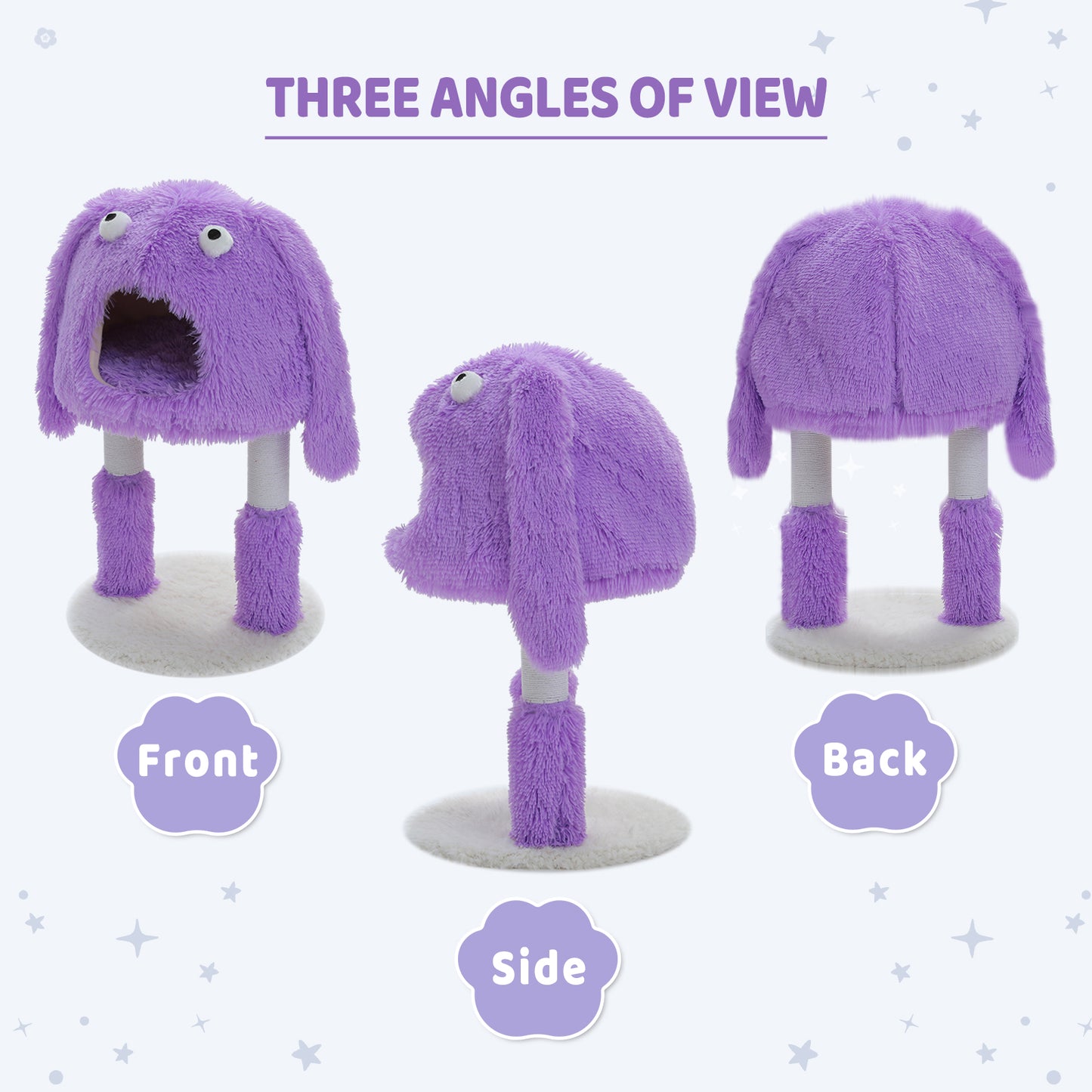 PAWZ Road Purple Monster Cat Tree | 2-in-1 Cat Tower | with XXL Sleeping Cave | Sisal Posts & Play Tunnel