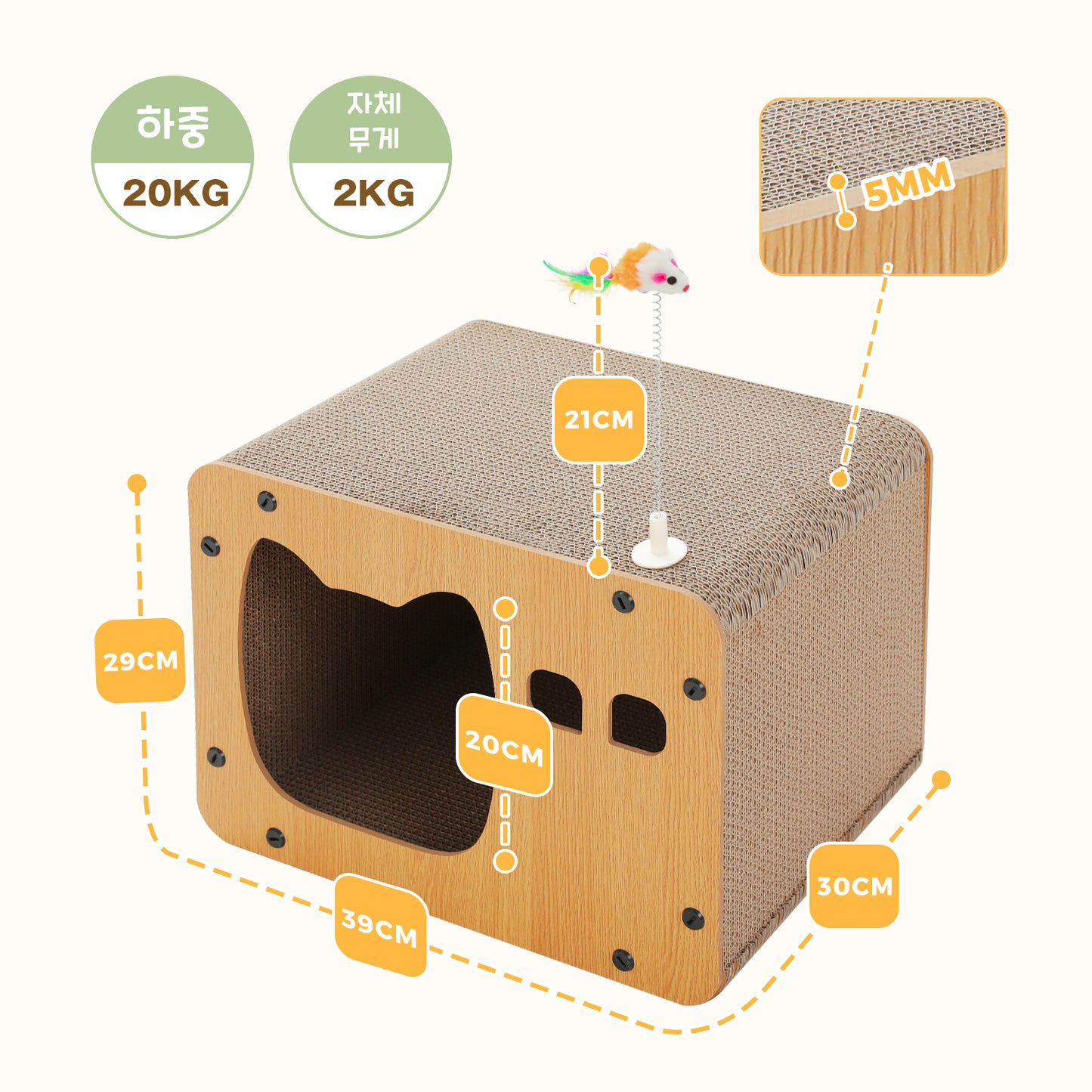 PAWZ Road 20KG Load-Bearing Extra-Strong Cat Scratching Board | 21cm Widened Column + 30cm XXL Diameter | Non-Slip Base | Corrugated Cardboard Villa Design