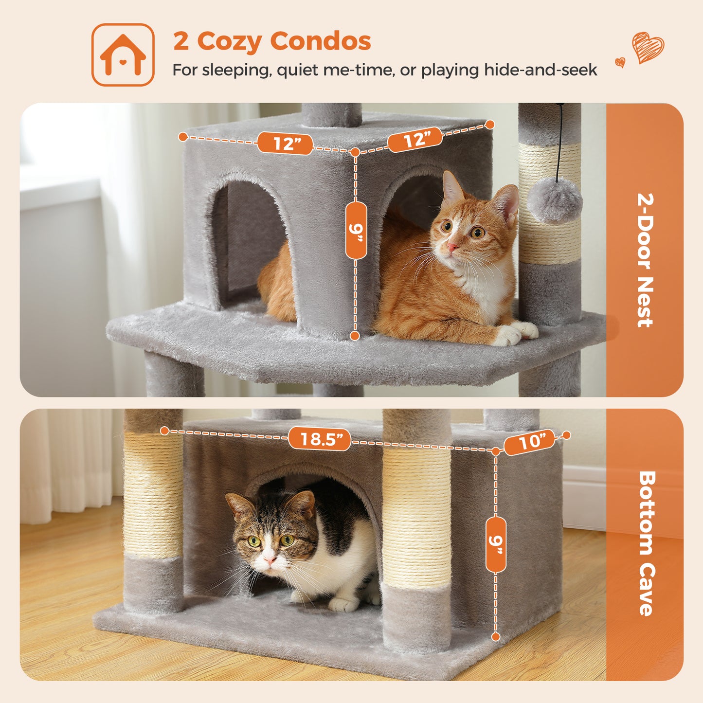 PAWZ Road Premium-Rascador | Árbol para gatos con hamaca XXL | Altura total 136 cm | Ideal para hogares con múltiples gatos
