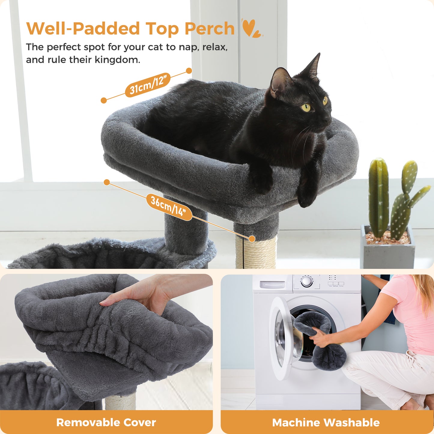 PAWZ Road – Mehrstöckiges Kletterparadies für Katzen | 106 cm | Robuste Sisal-Kratzsäulen | Stabile Etagenplattformen