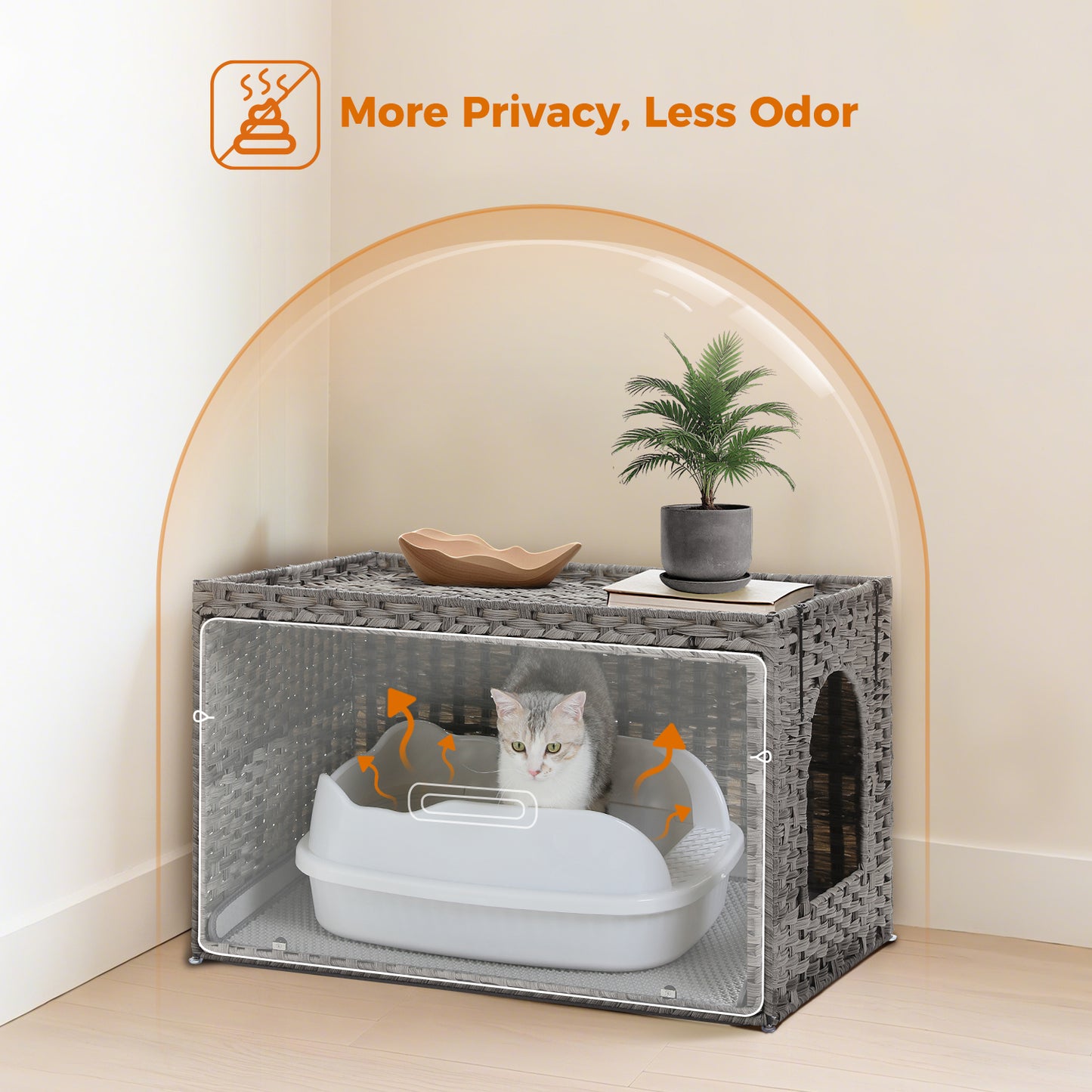 PAWZ Road Katzenklo | Designer-Möbel aus Rattan | Mit High-Entry & Anti-Streu-System