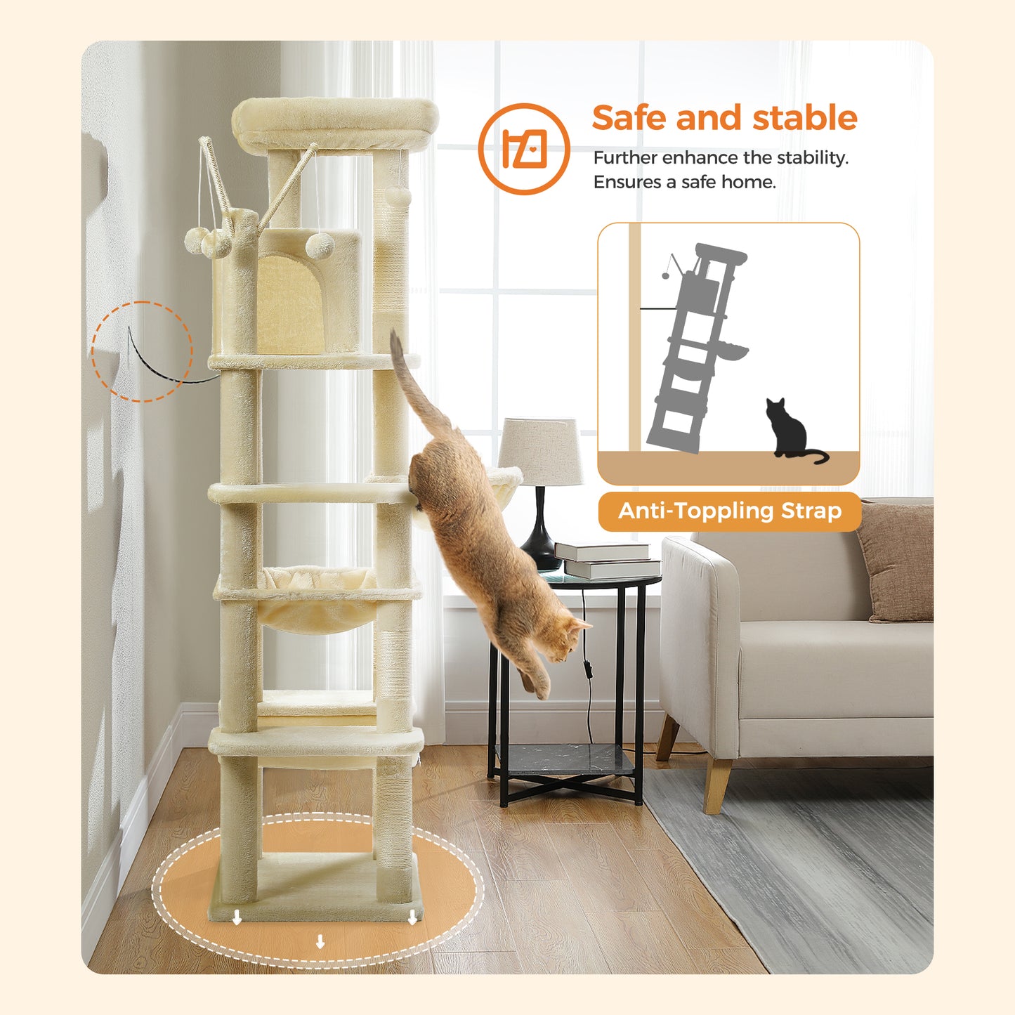 Torre per gatti PAWZ Road Premium da 180 cm | Per gatti di grandi dimensioni da interno