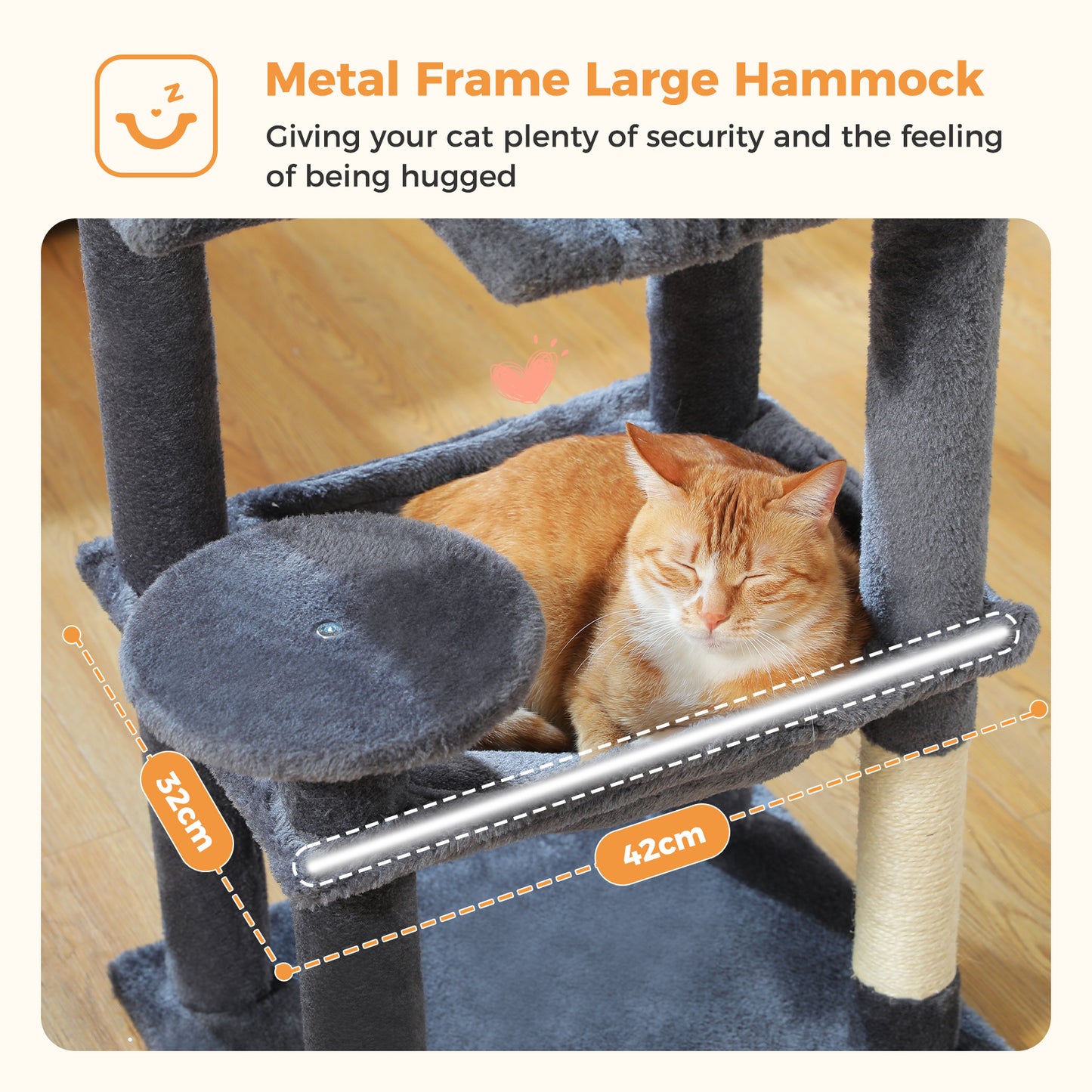 « Ensemble de protection Kippschutz » PAWZ Road Arbre à chats - Hamac métallique + Plates-formes multi-niveaux|Base XXL 50×43cm (pour 2-3 chats)