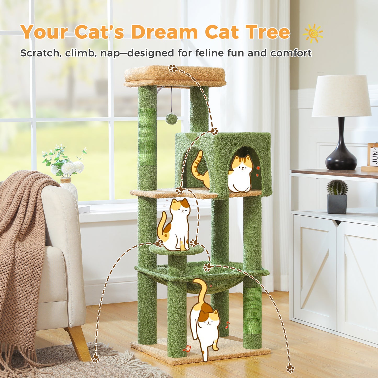 « Ensemble de protection Kippschutz » PAWZ Road Arbre à chats - Hamac métallique + Plates-formes multi-niveaux|Base XXL 50×43cm (pour 2-3 chats)
