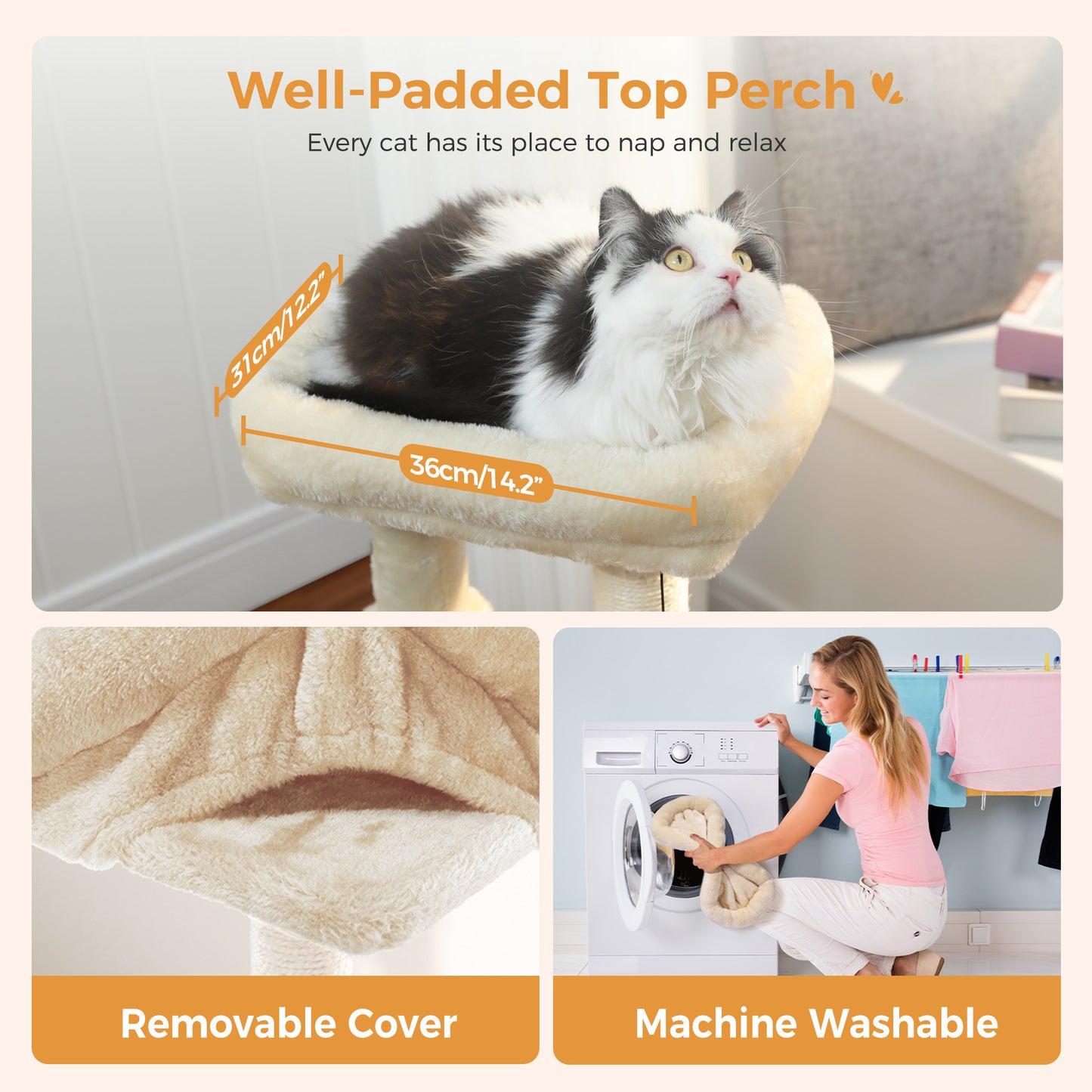 PAWZ Road – Mehrstöckiges Kletterparadies für Katzen | 106 cm | Robuste Sisal-Kratzsäulen | Stabile Etagenplattformen