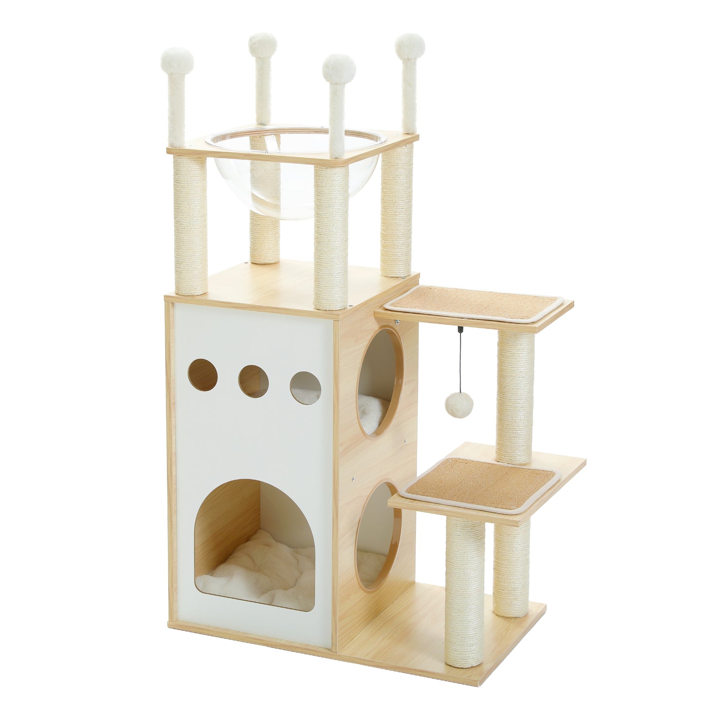 90% increased stability: Modern Cat Tree|23.6" solid wooden board + 2 anti-slip pads|67×34cm large space (load capacity 45lb/4 cats)