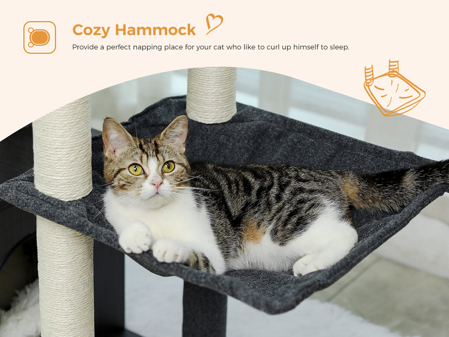 【130cm Extra High】PEQULTI Cat Tree - 51.4″ Multi-Level Platforms|25.6″×16.9″ XXL Exercise Area"
