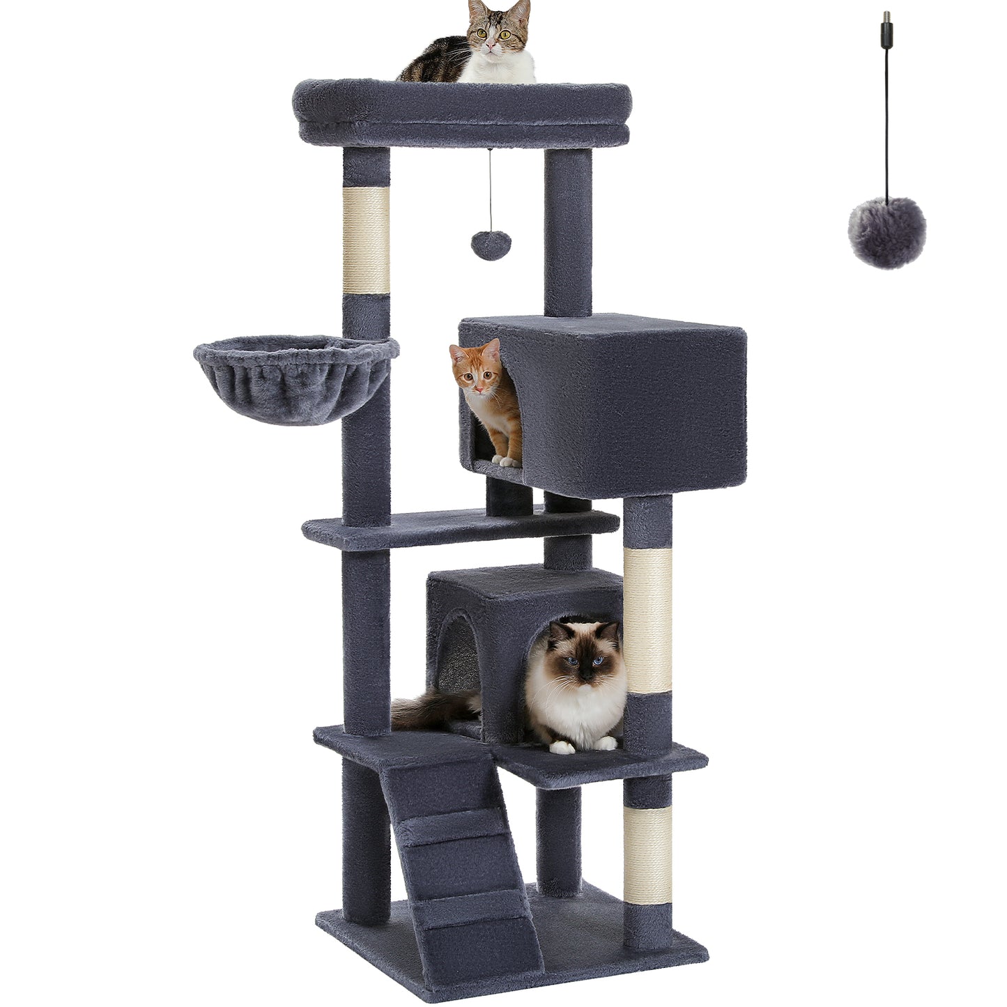 【Conception Économique d'Espace】Arbre à Chat UYMI|Hamac Tournante + 2 Nids de Sommeil|Poteaux Grattage en Sisal Préservant les Meubles